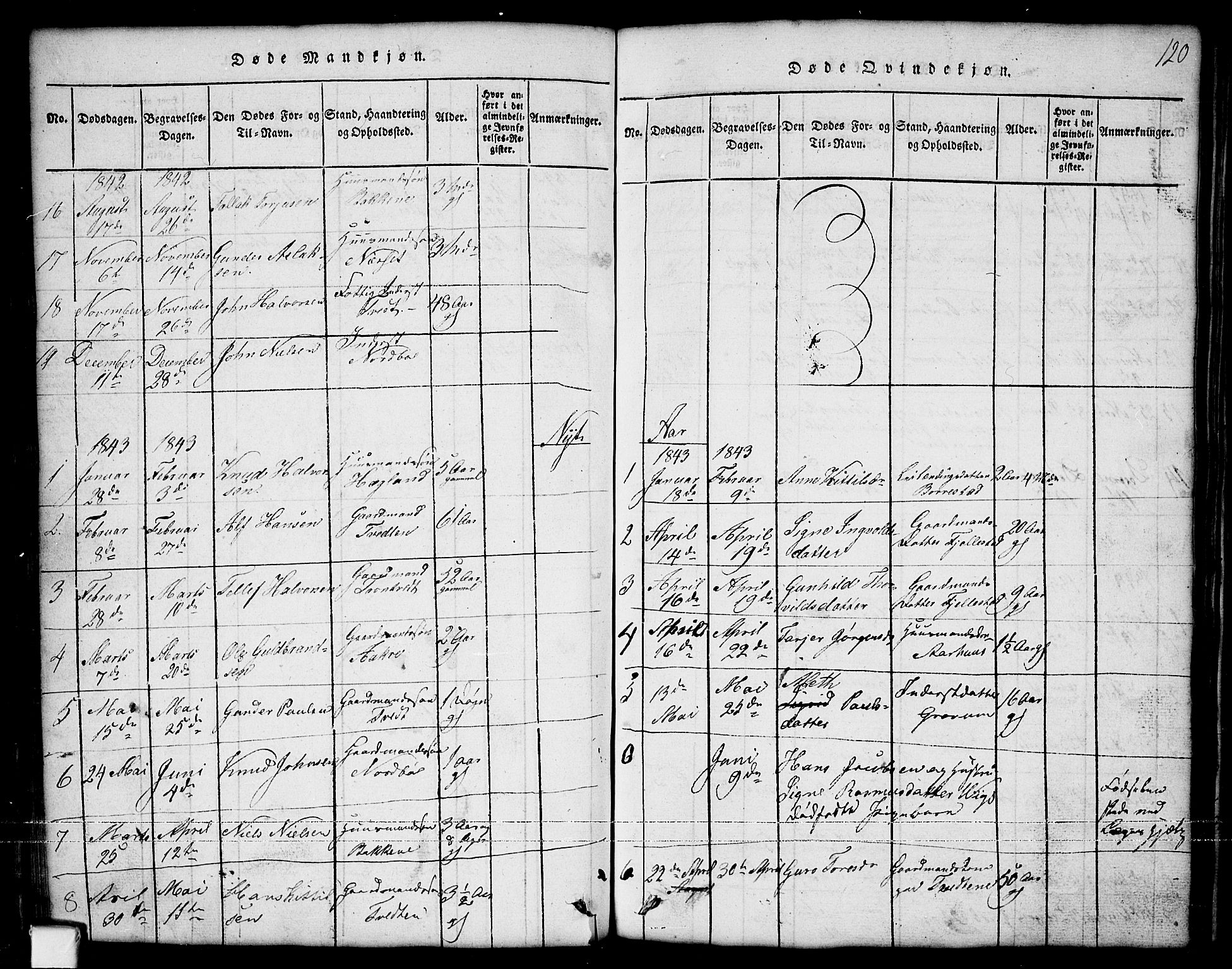 Nissedal kirkebøker, SAKO/A-288/G/Ga/L0001: Parish register (copy) no. I 1, 1814-1860, p. 120