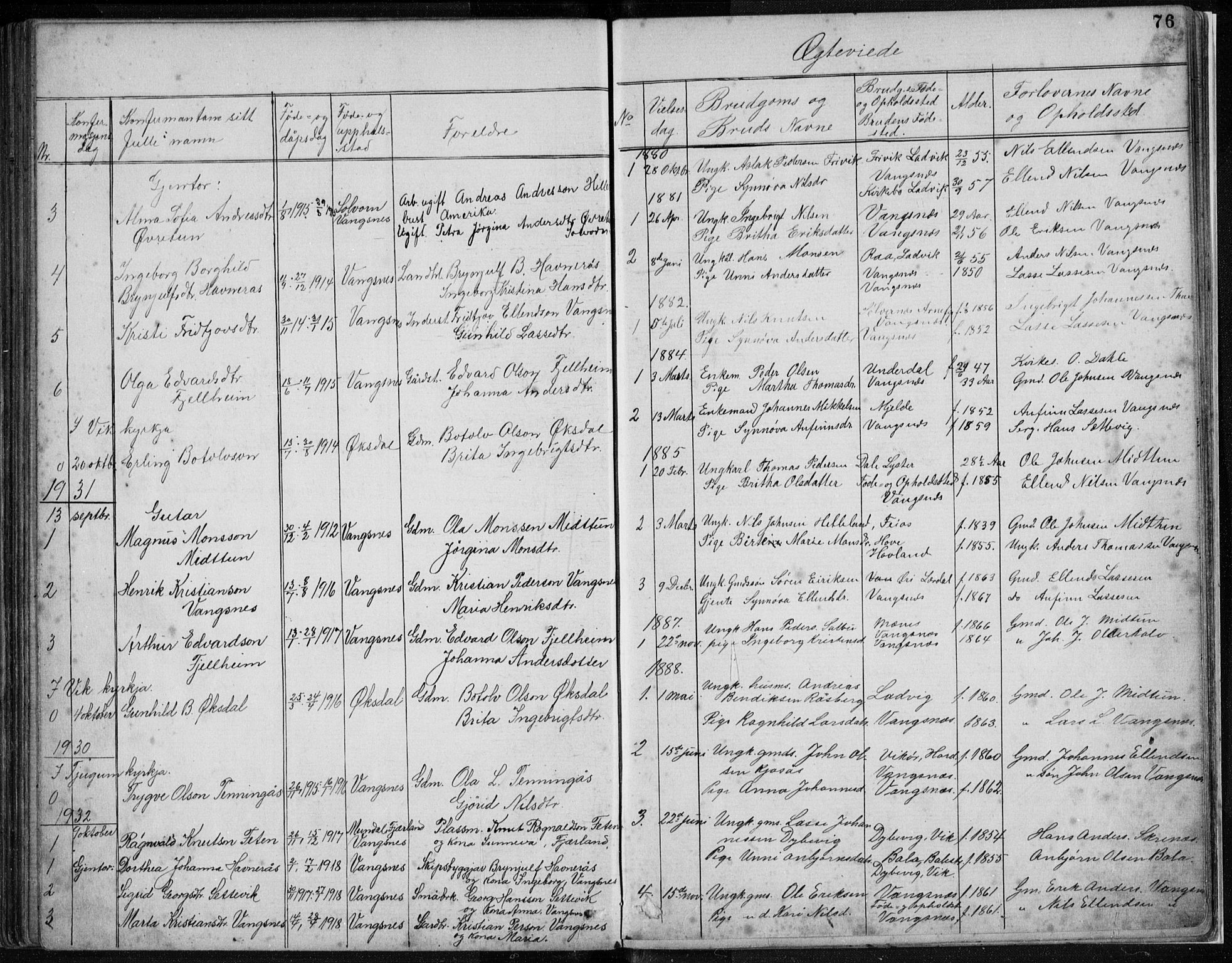 Vik sokneprestembete, AV/SAB-A-81501/H/Hab/Habc/L0002: Parish register (copy) no. C 2, 1880-1934, p. 76