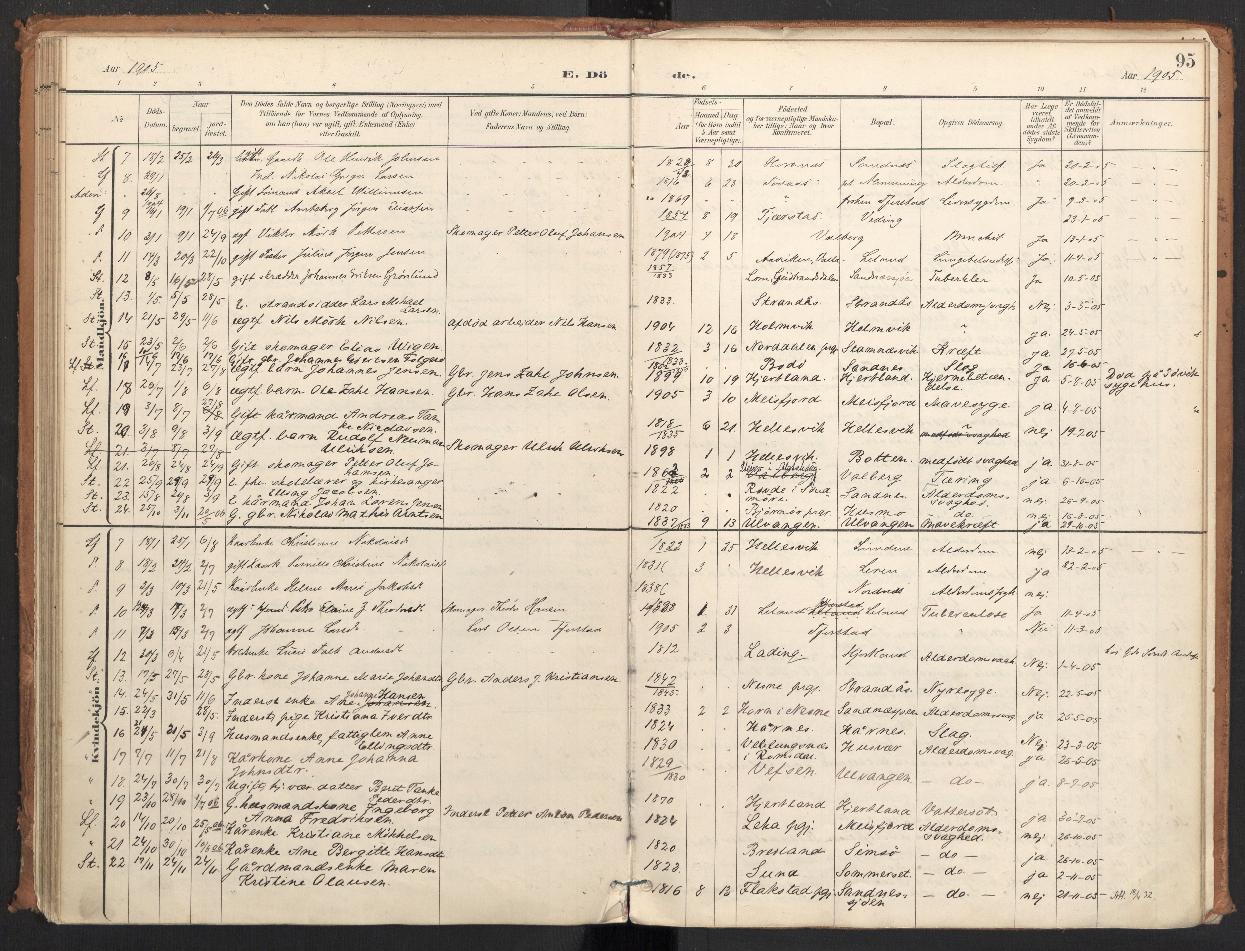 Ministerialprotokoller, klokkerbøker og fødselsregistre - Nordland, AV/SAT-A-1459/831/L0472: Parish register (official) no. 831A03, 1897-1912, p. 95