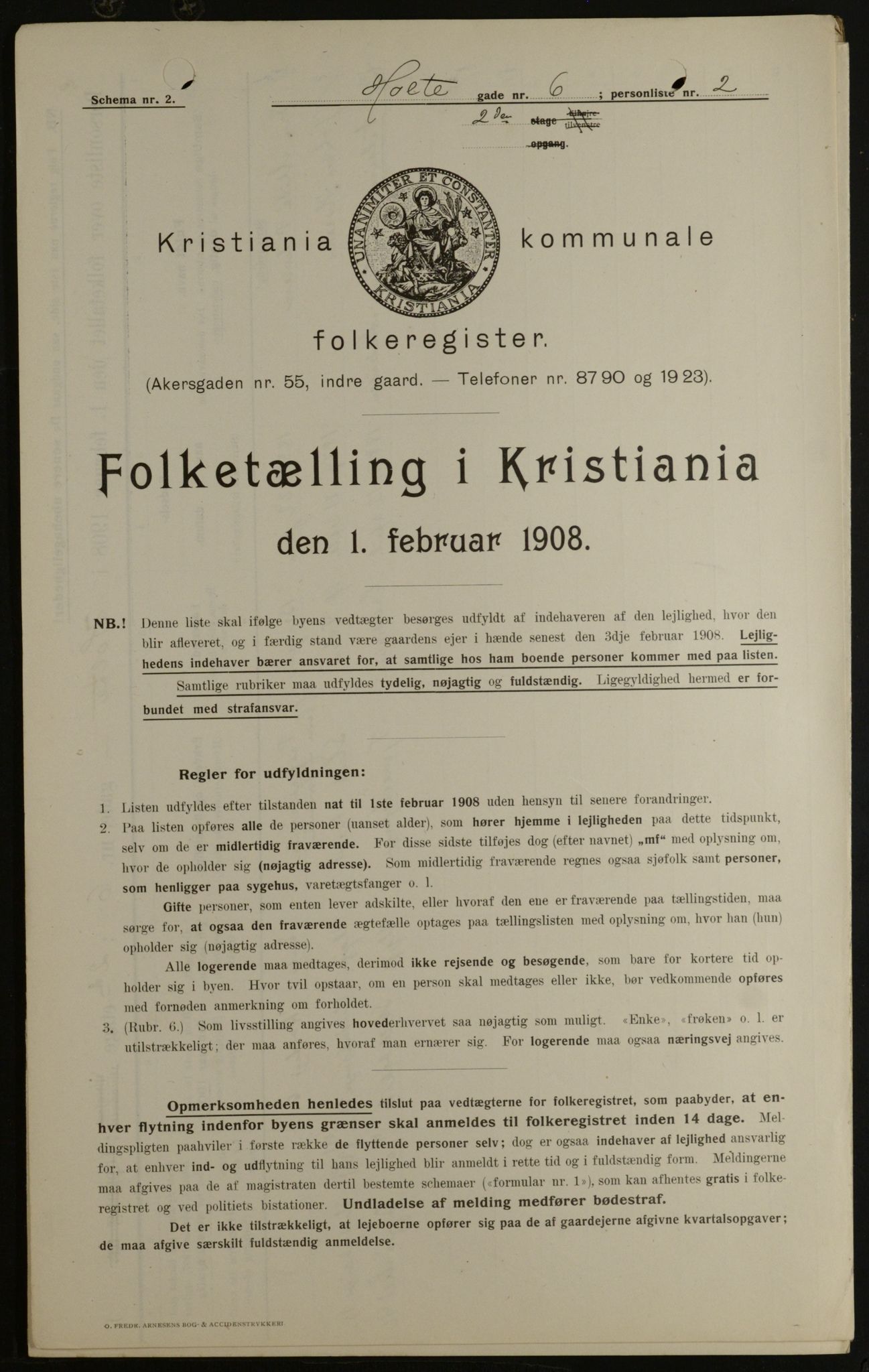 OBA, Municipal Census 1908 for Kristiania, 1908, p. 37033