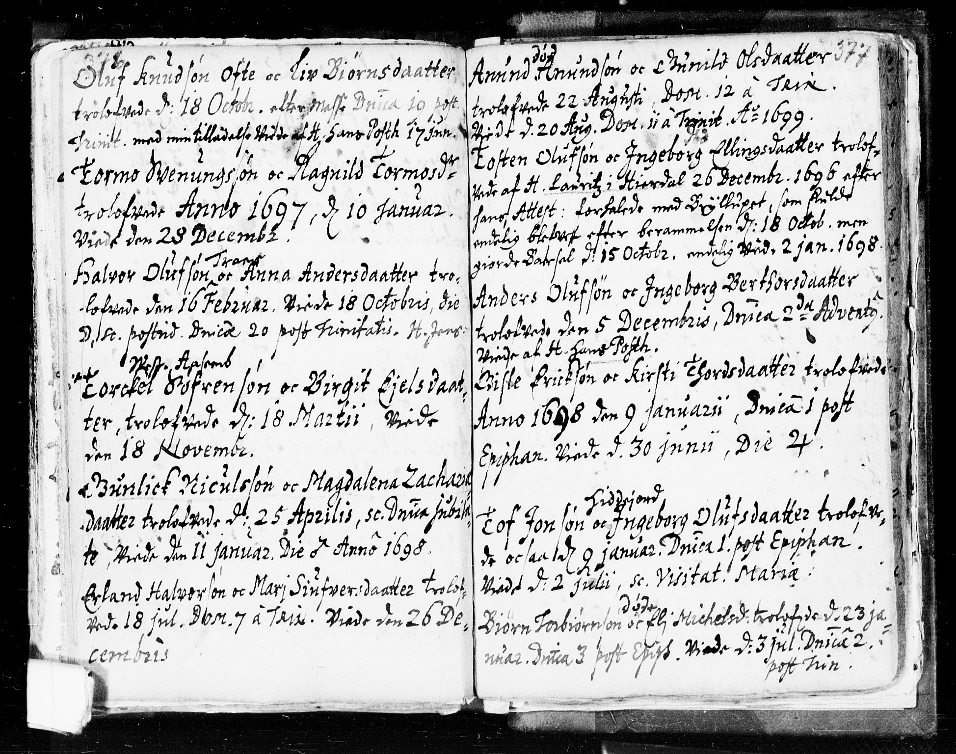 Seljord kirkebøker, SAKO/A-20/F/Fa/L0002: Parish register (official) no. I 2, 1689-1713, p. 376-377
