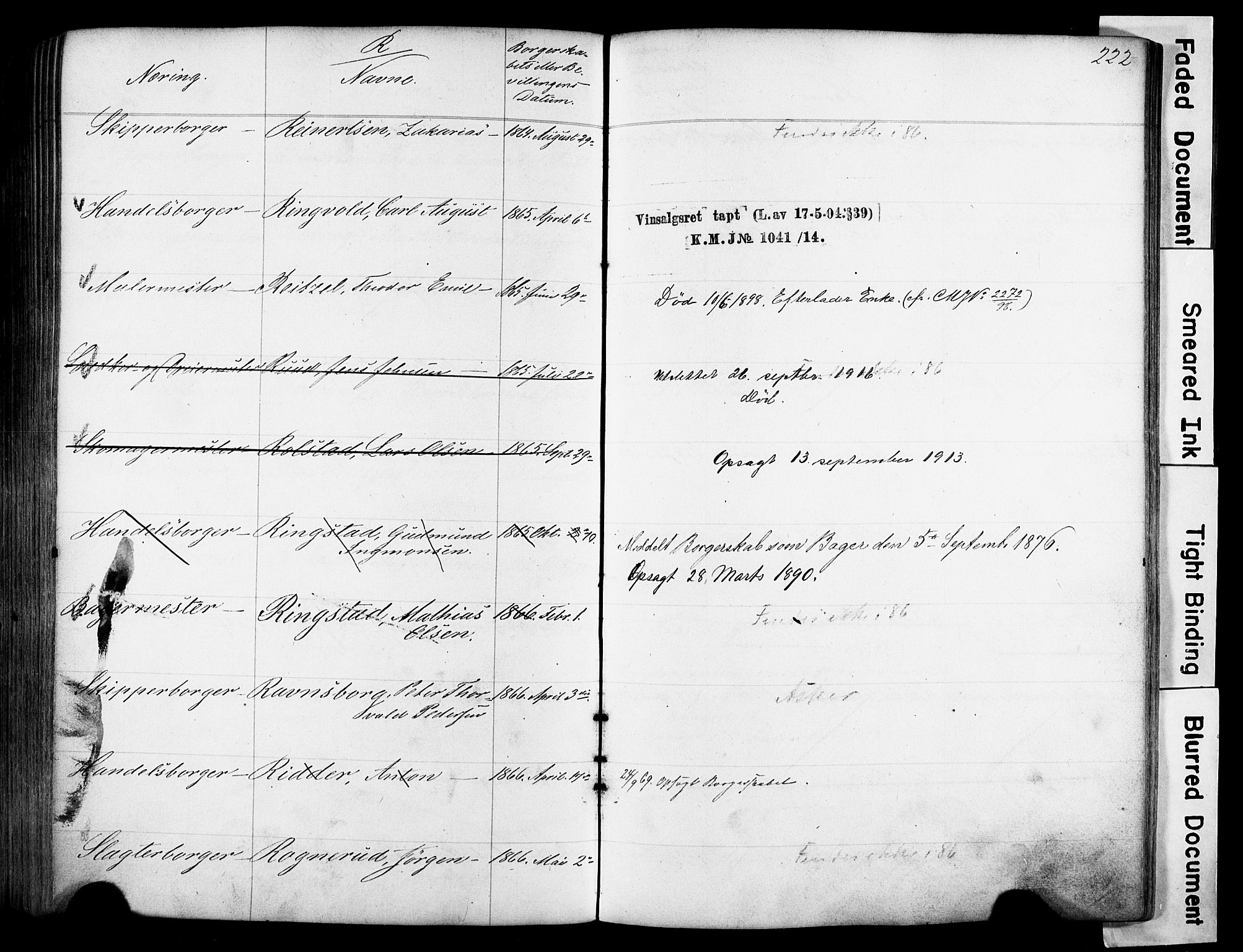 Kristiania magistrat, SAO/A-10711/F/Fb/L0004: Borgerrulle, 1860-1879, p. 224