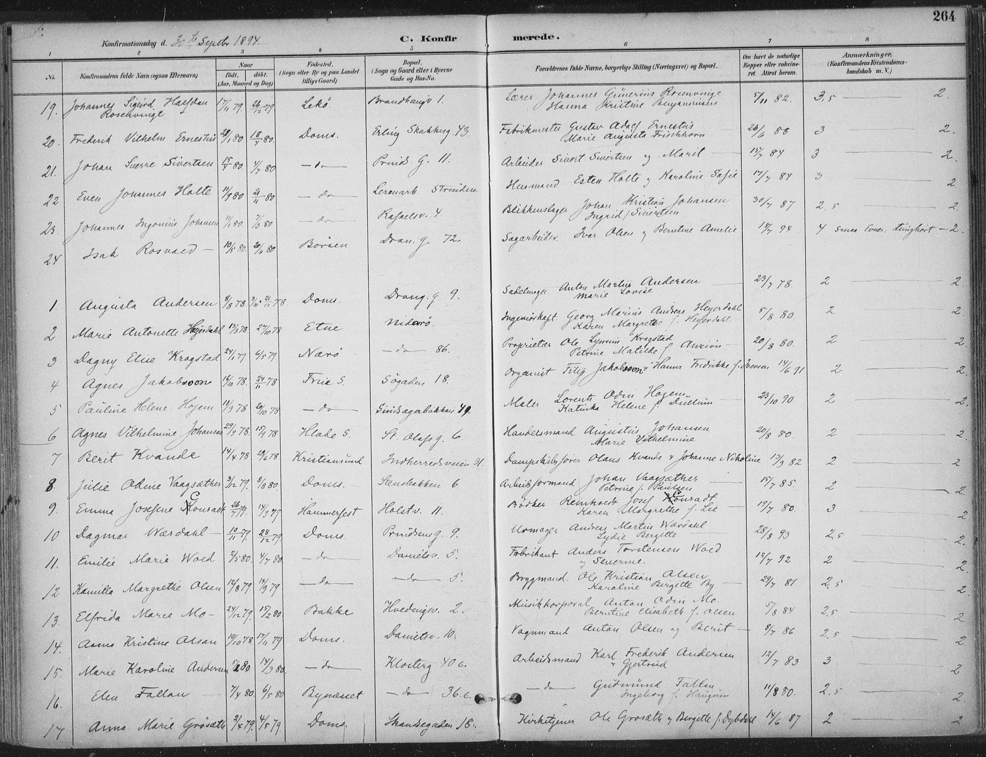 Ministerialprotokoller, klokkerbøker og fødselsregistre - Sør-Trøndelag, SAT/A-1456/601/L0062: Parish register (official) no. 601A30, 1891-1911, p. 264