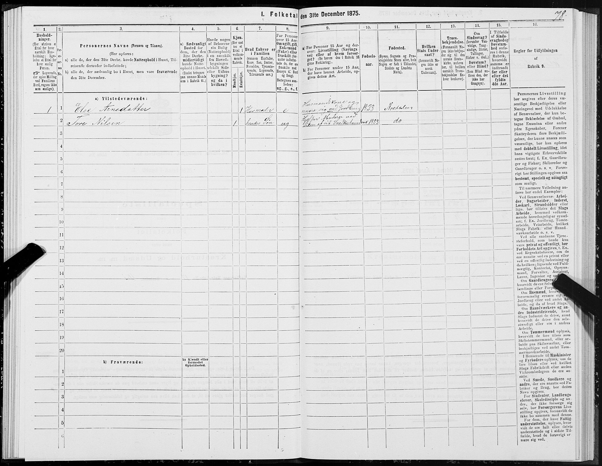 SAT, 1875 census for 1524P Norddal, 1875, p. 3078