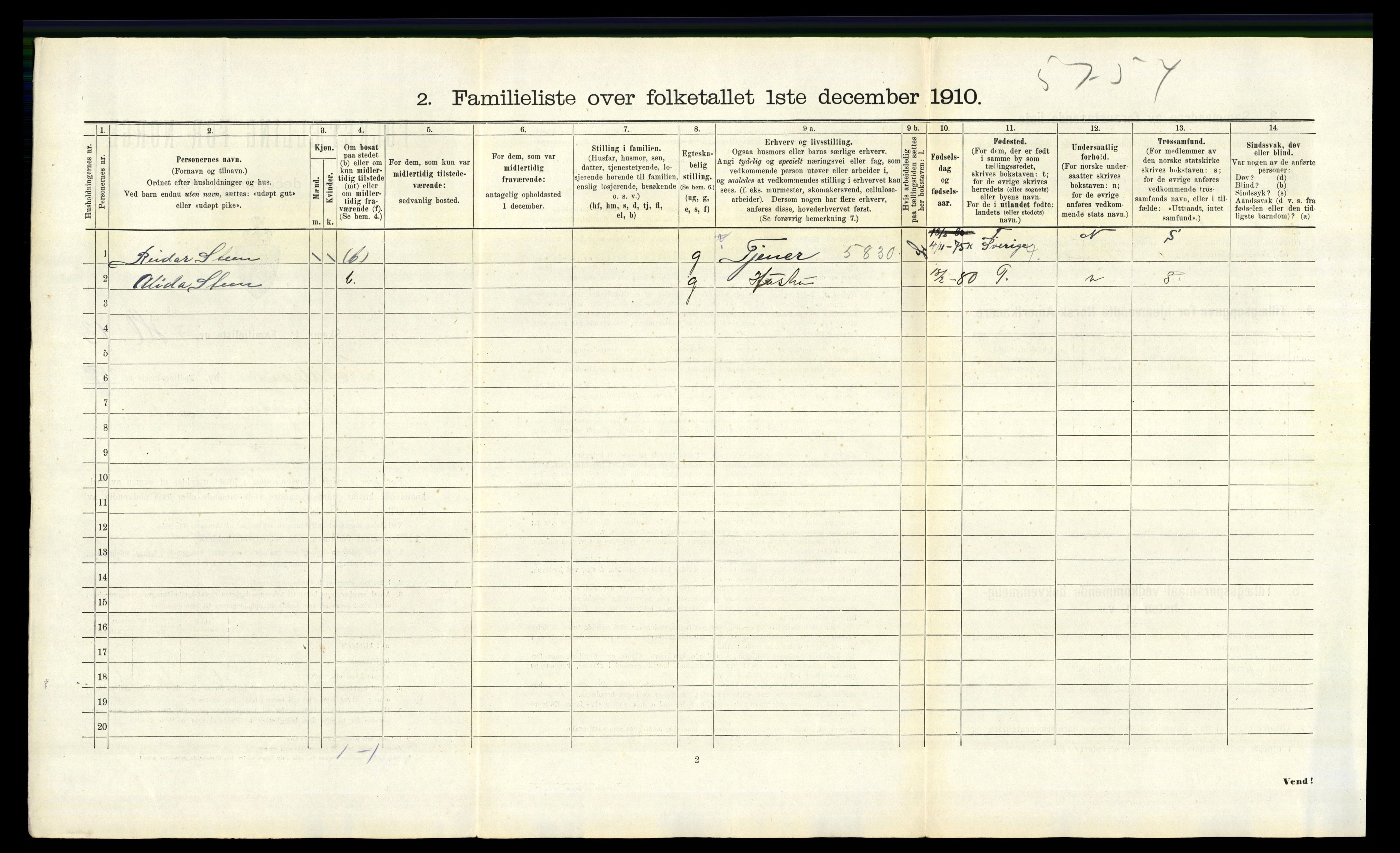 RA, 1910 census for Trondheim, 1910, p. 7114