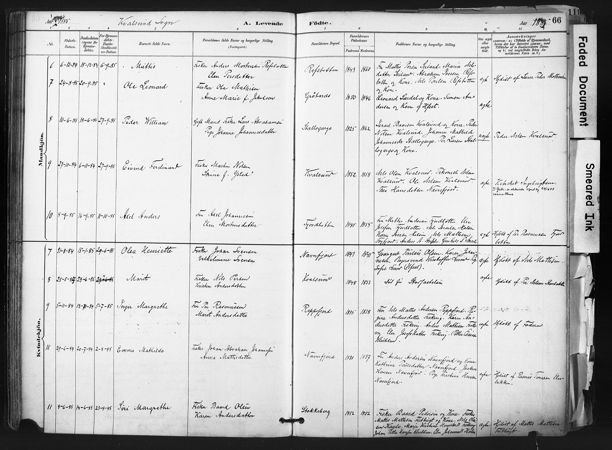 Hammerfest sokneprestkontor, SATØ/S-1347: Parish register (official) no. 11 /2, 1885-1897, p. 66
