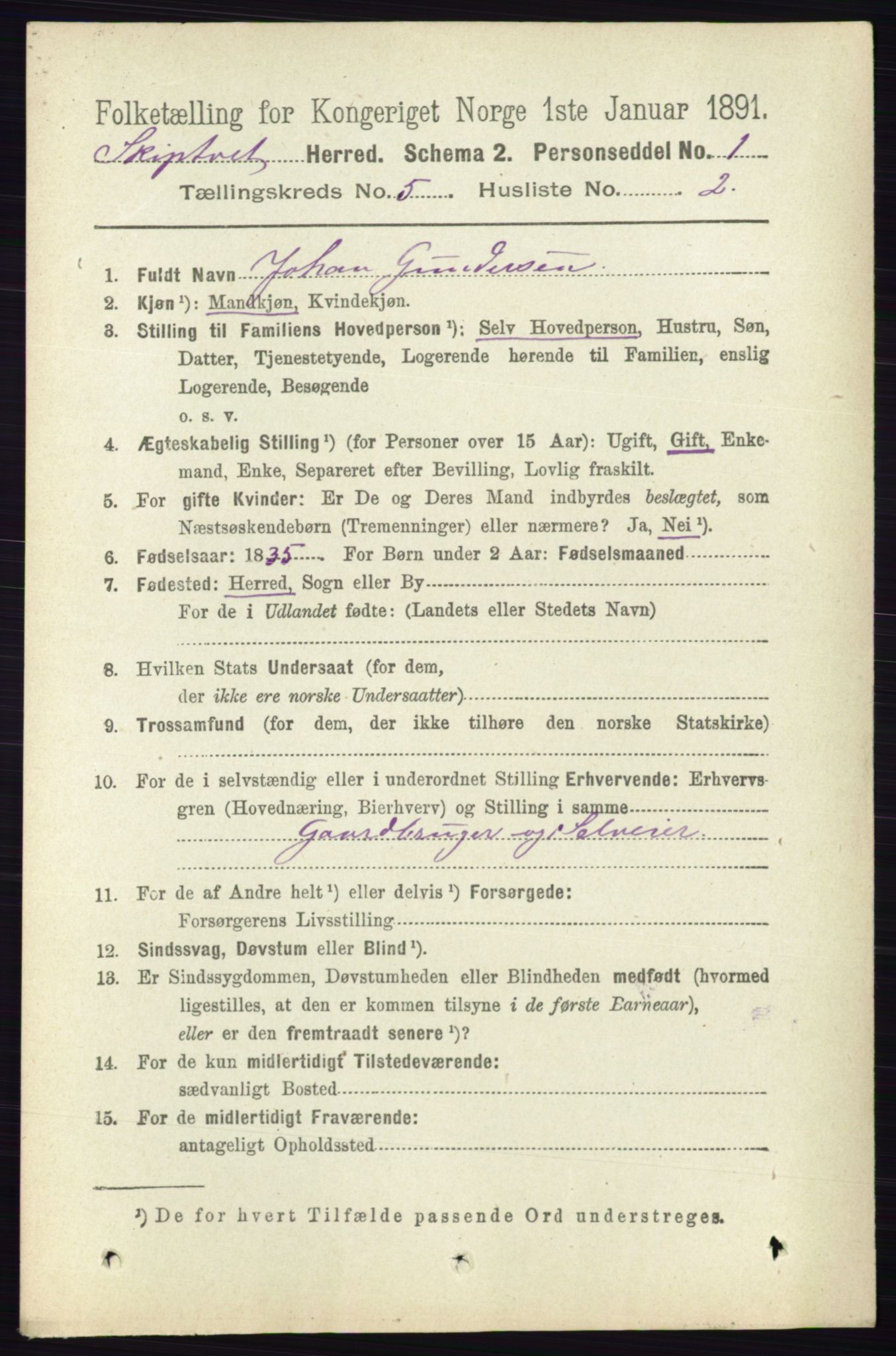 RA, 1891 census for 0127 Skiptvet, 1891, p. 2648