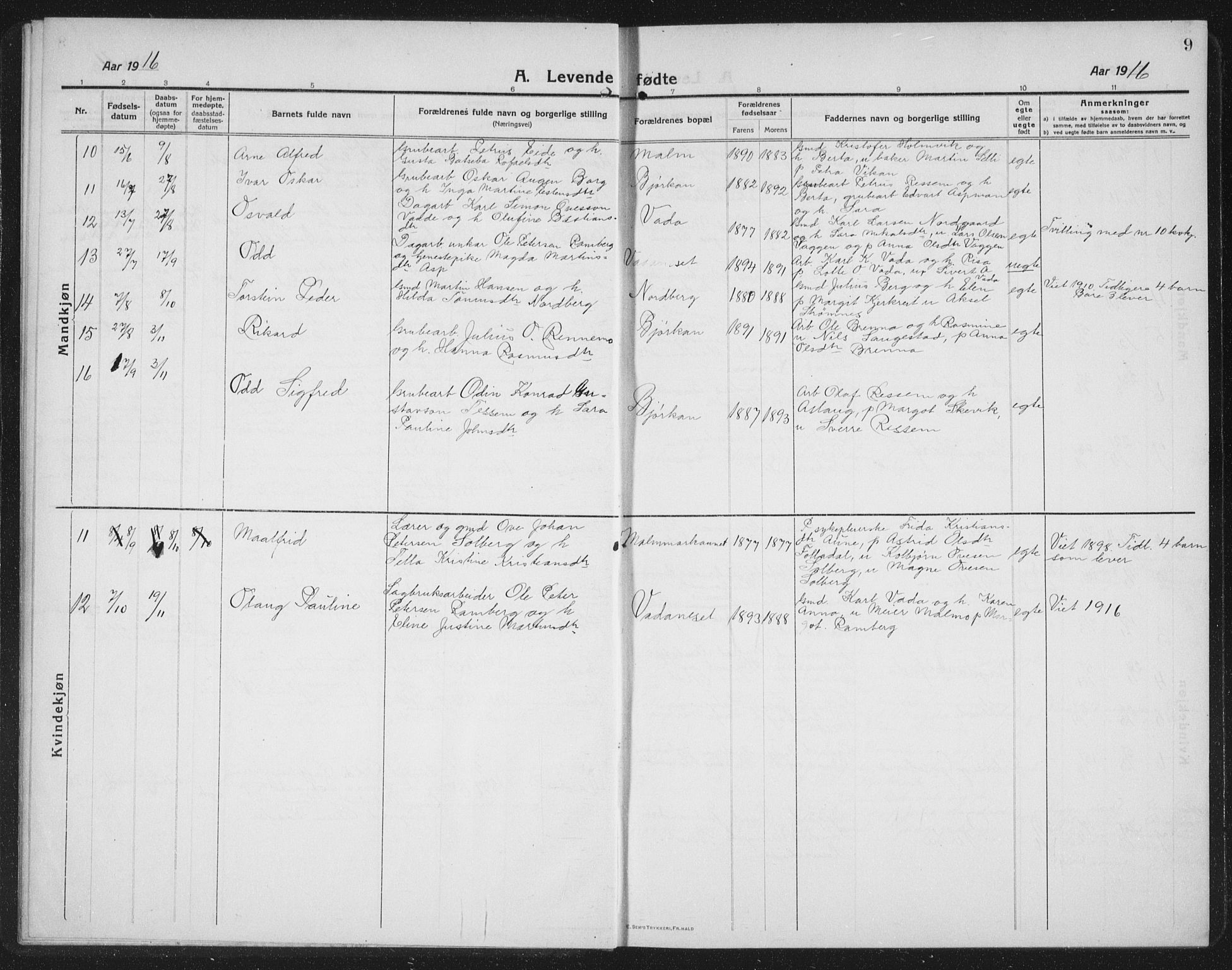 Ministerialprotokoller, klokkerbøker og fødselsregistre - Nord-Trøndelag, SAT/A-1458/745/L0434: Parish register (copy) no. 745C03, 1914-1937, p. 9
