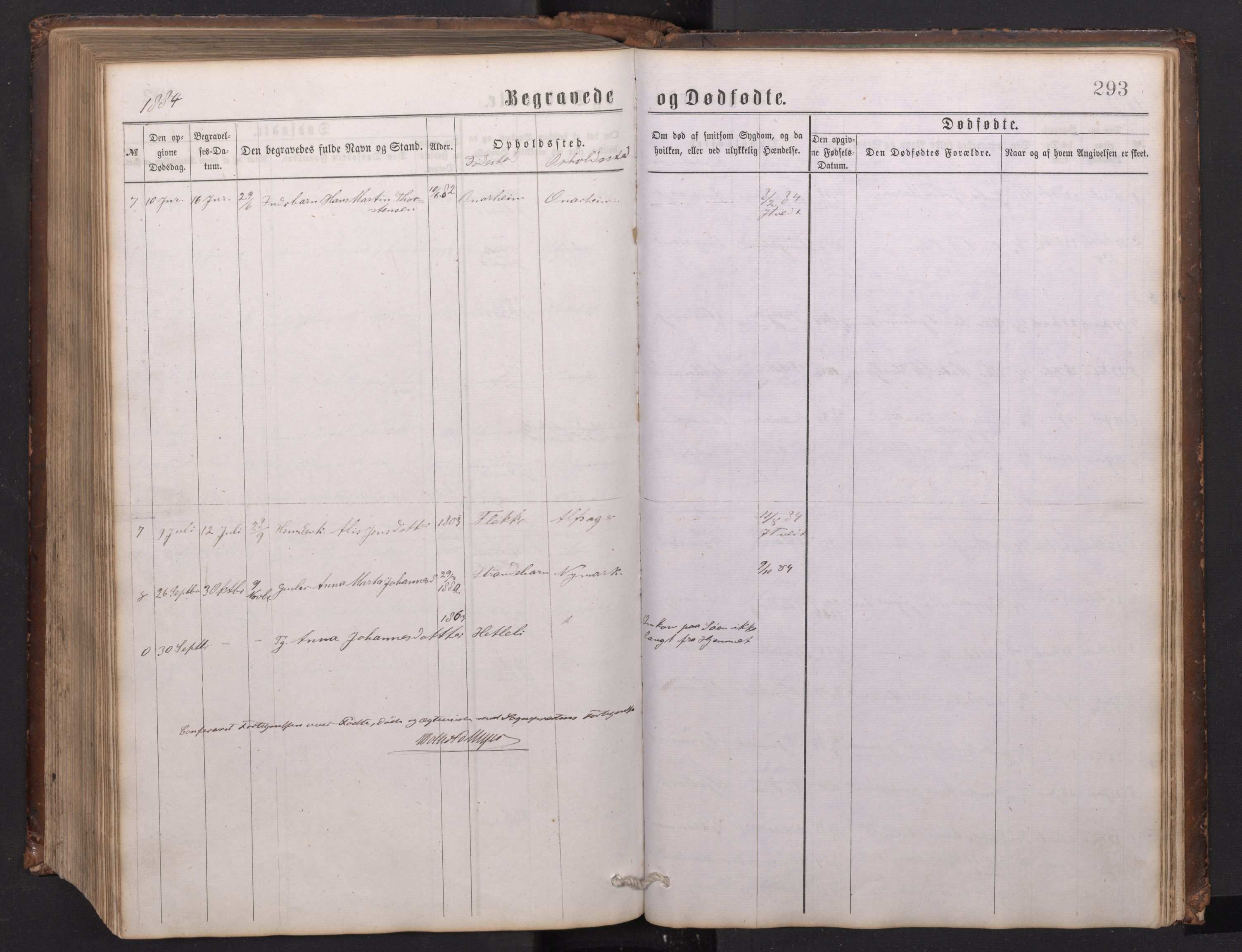 Tysnes sokneprestembete, SAB/A-78601/H/Hab: Parish register (copy) no. C 1, 1873-1895, p. 292b-293a