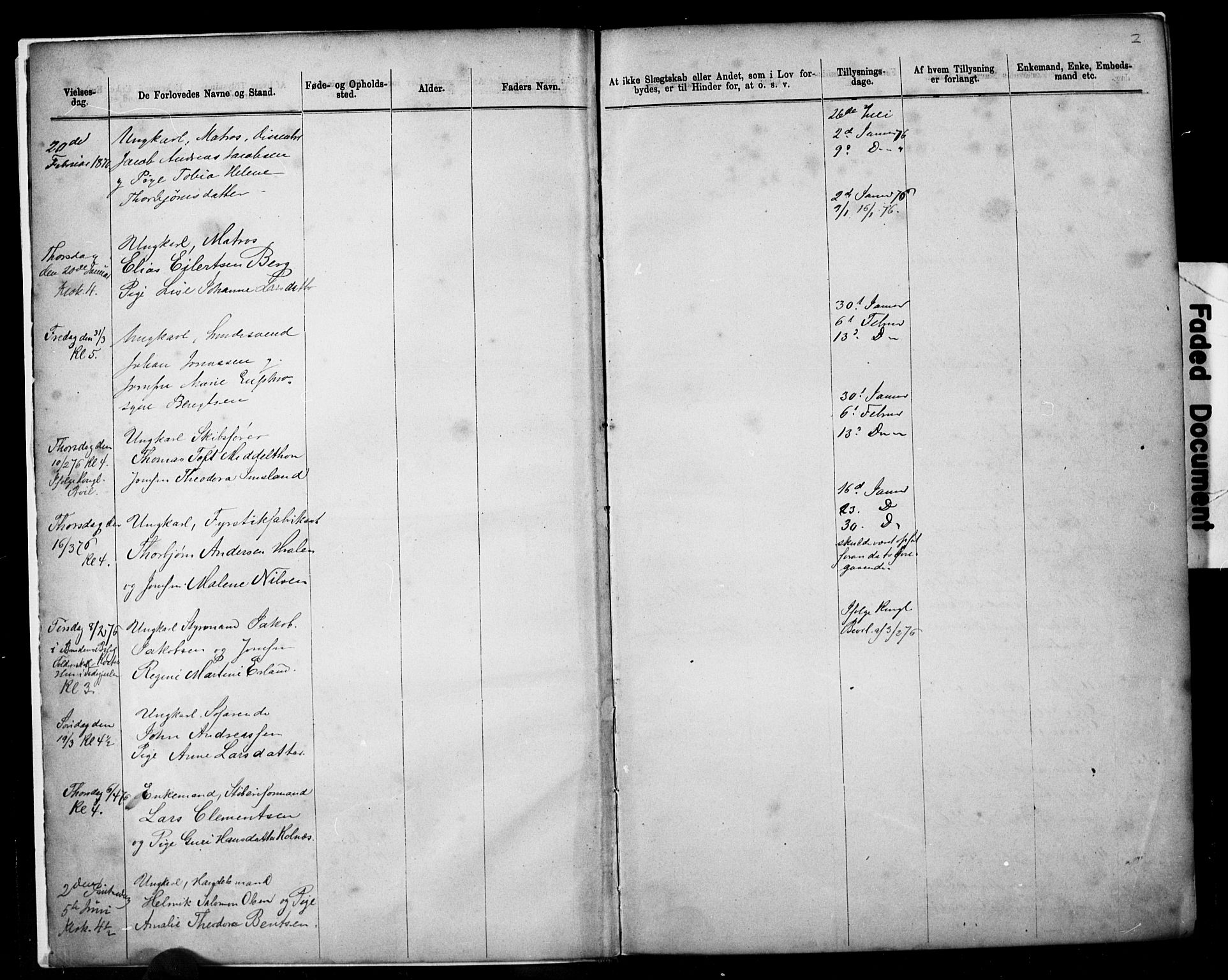 Domkirken sokneprestkontor, AV/SAST-A-101812/001/30/30BB/L0014: Parish register (copy) no. B 14, 1875-1902, p. 2