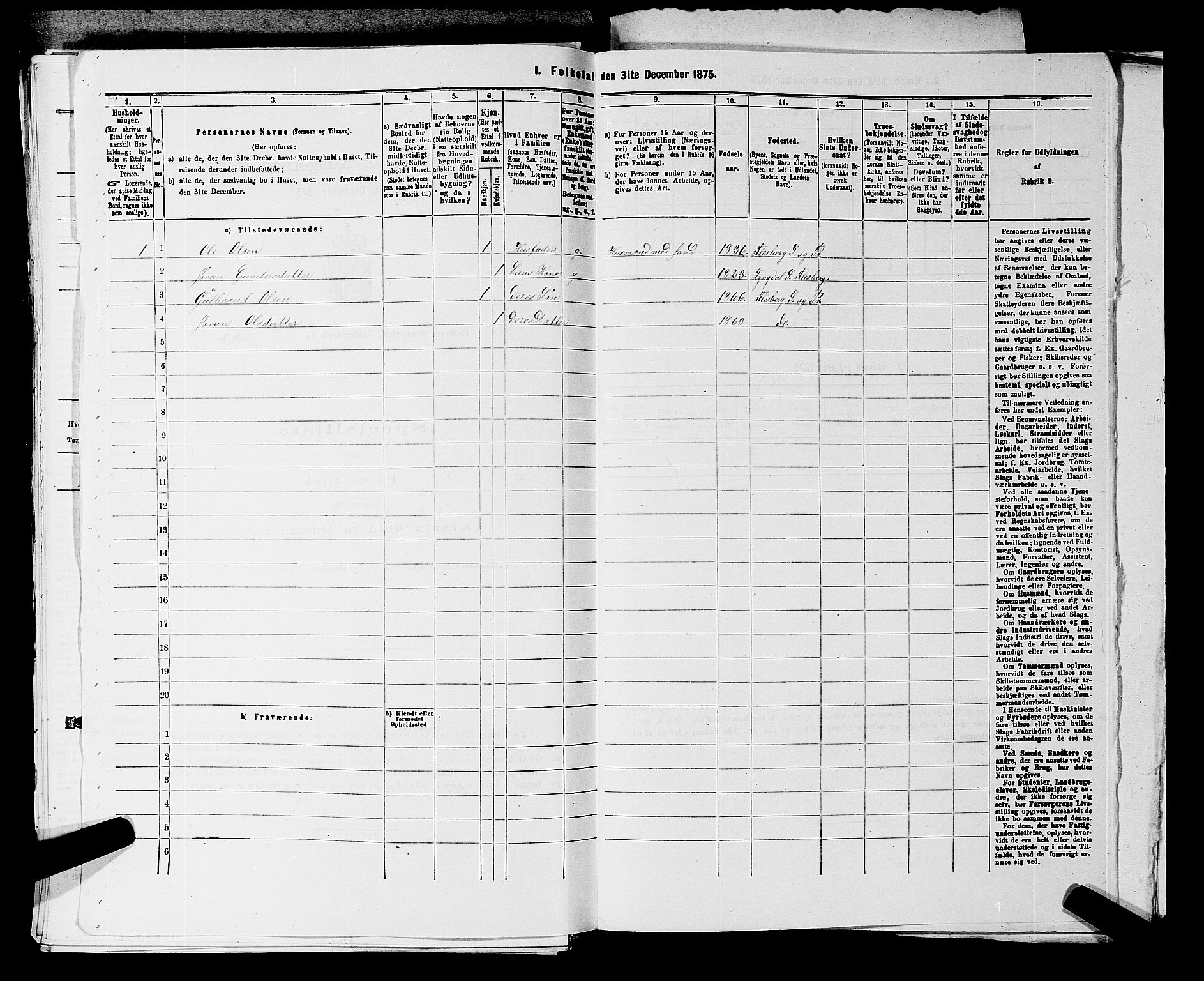 SAKO, 1875 census for 0631P Flesberg, 1875, p. 449