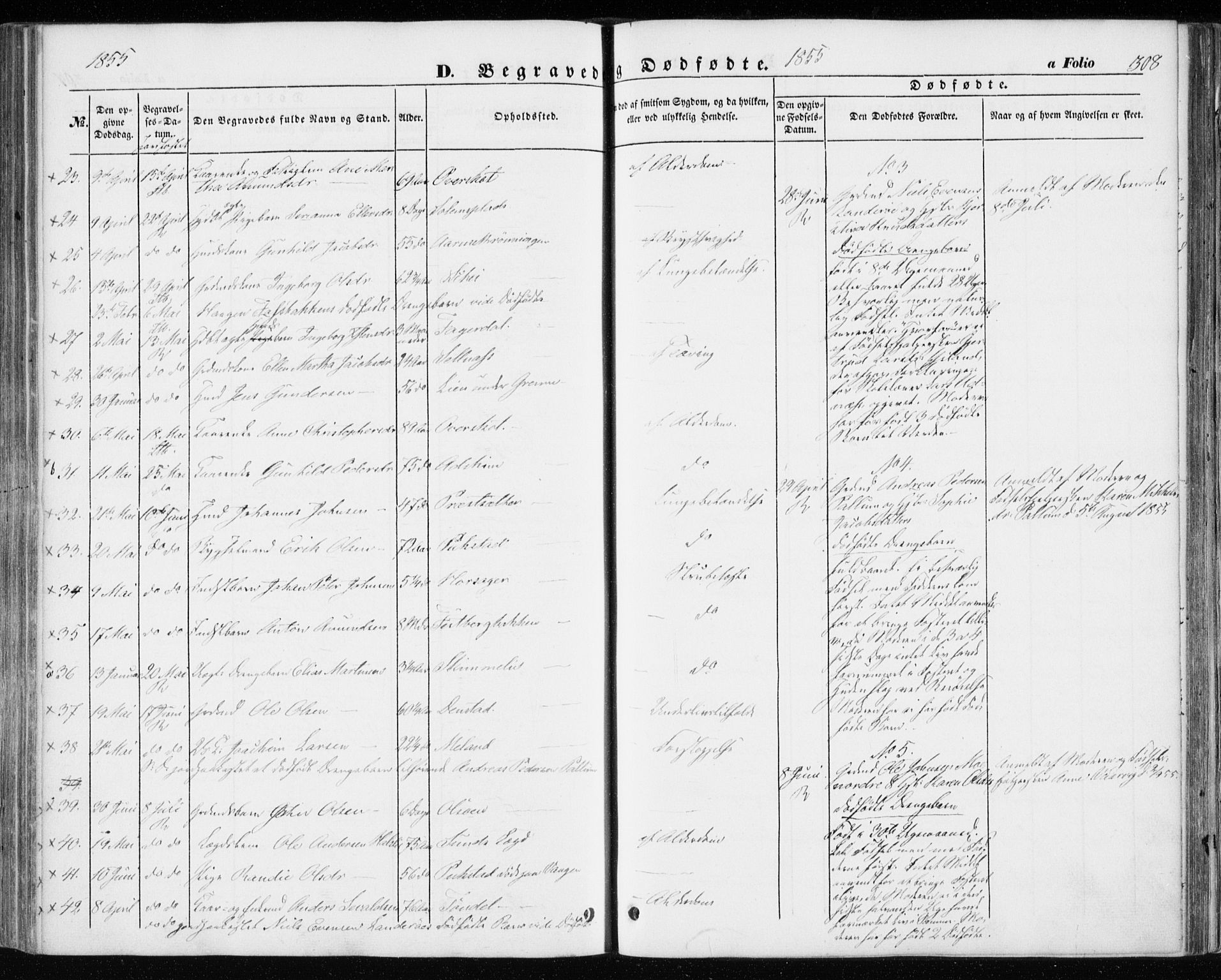 Ministerialprotokoller, klokkerbøker og fødselsregistre - Sør-Trøndelag, SAT/A-1456/646/L0611: Parish register (official) no. 646A09, 1848-1857, p. 308
