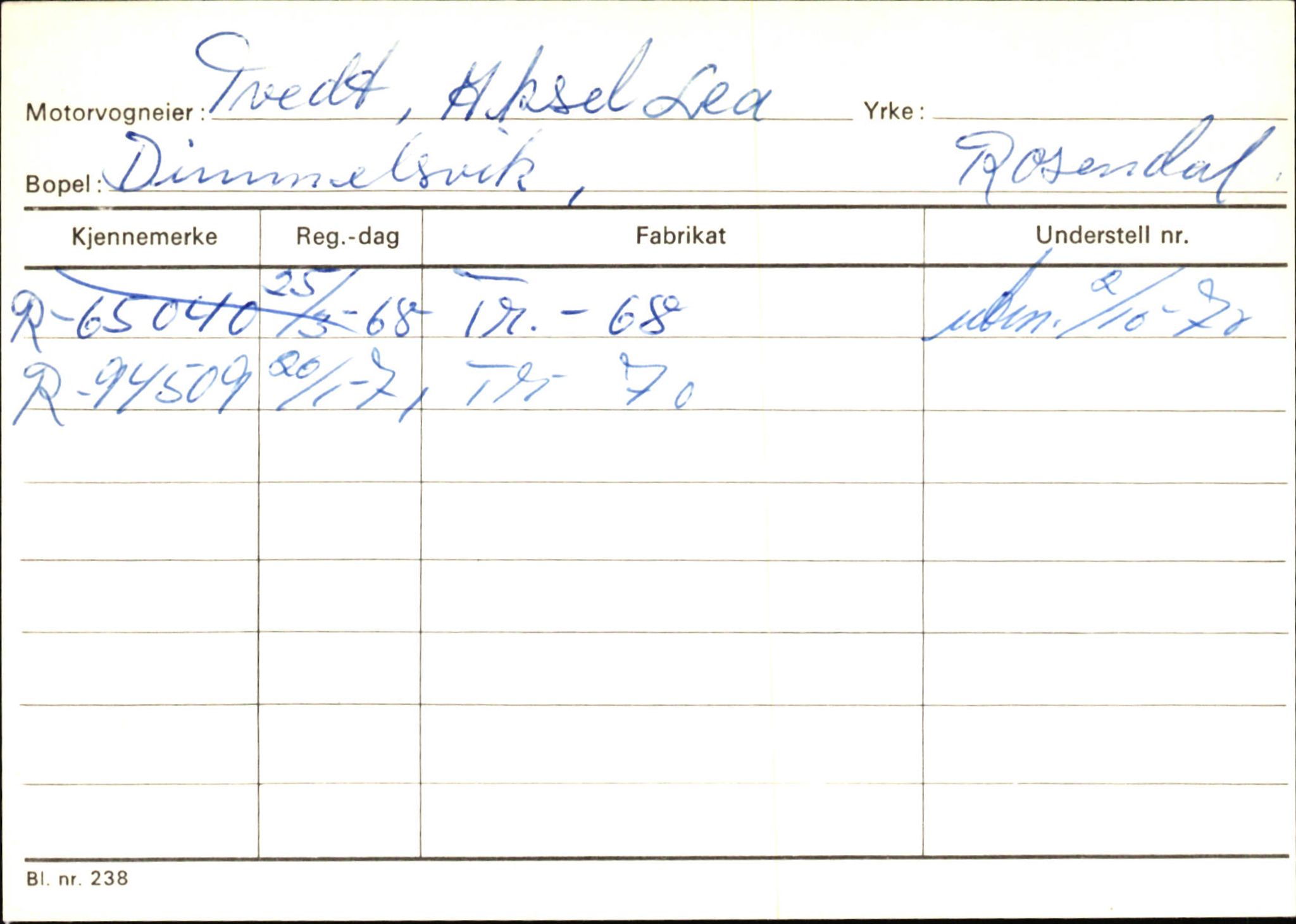 Statens vegvesen, Hordaland vegkontor, AV/SAB-A-5201/2/Ha/L0057: R-eierkort T, 1920-1971, p. 2