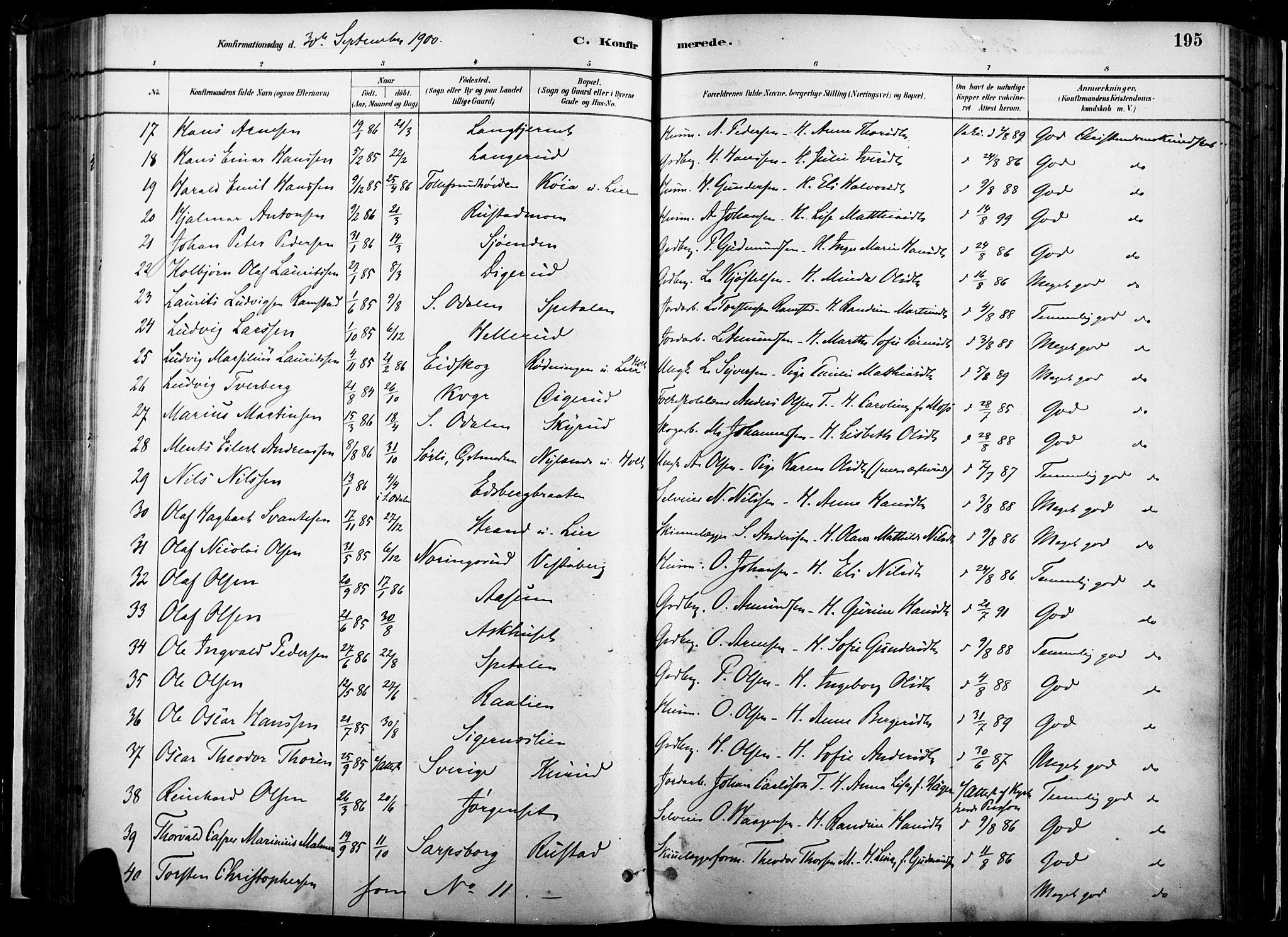 Vinger prestekontor, AV/SAH-PREST-024/H/Ha/Haa/L0014: Parish register (official) no. 14, 1881-1900, p. 195