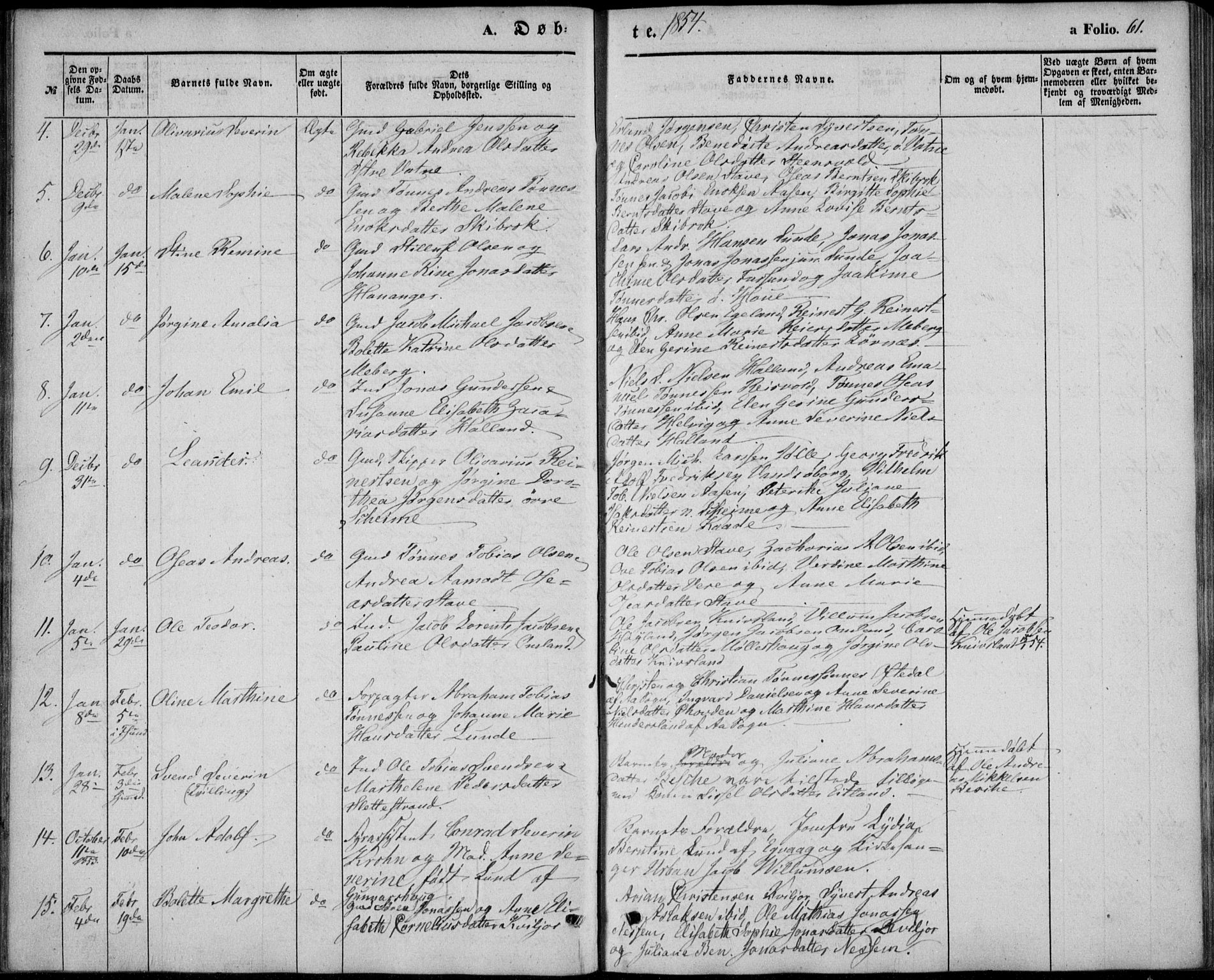 Lista sokneprestkontor, SAK/1111-0027/F/Fb/L0002: Parish register (copy) no. B 2, 1847-1862, p. 61