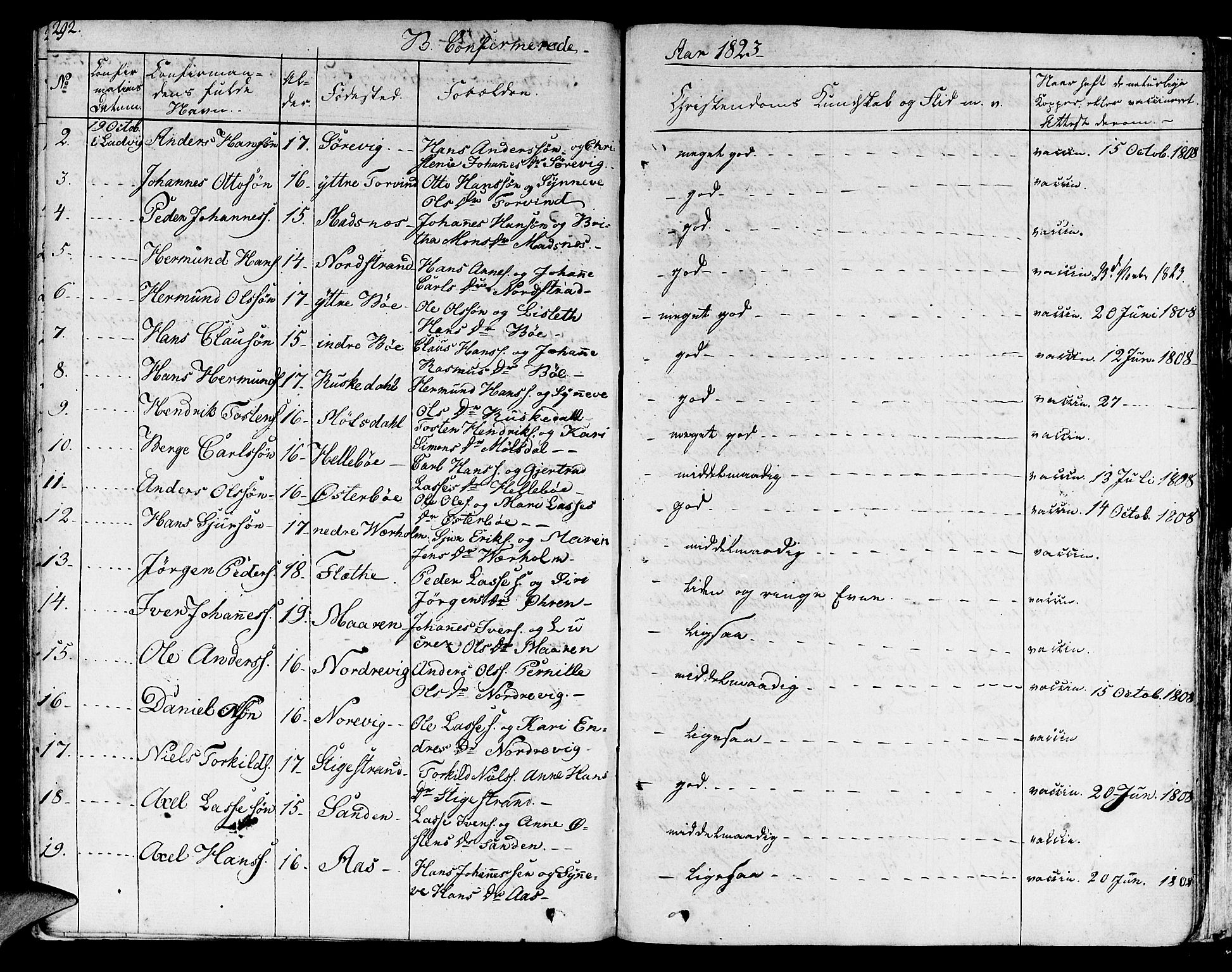 Lavik sokneprestembete, AV/SAB-A-80901: Parish register (official) no. A 2I, 1821-1842, p. 292