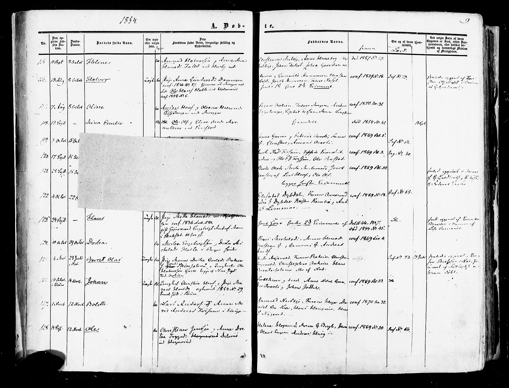 Aurskog prestekontor Kirkebøker, SAO/A-10304a/F/Fa/L0007: Parish register (official) no. I 7, 1854-1877, p. 9