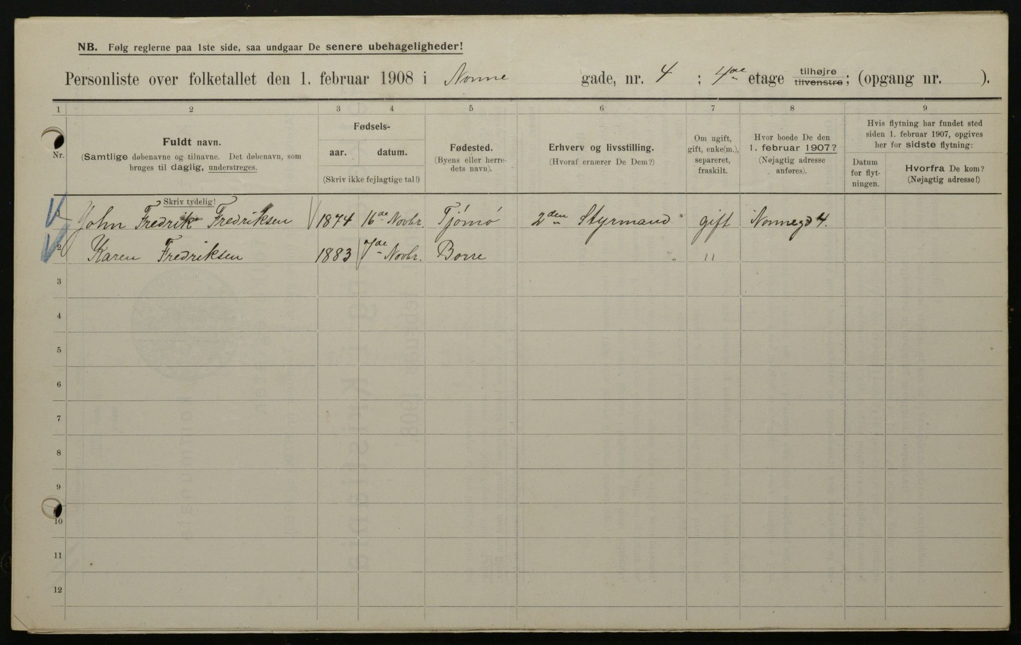 OBA, Municipal Census 1908 for Kristiania, 1908, p. 64045