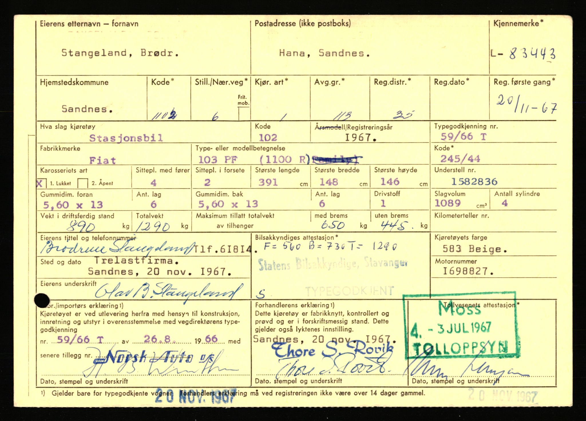 Stavanger trafikkstasjon, AV/SAST-A-101942/0/F/L0072: L-82200 - L-84099, 1930-1971, p. 1519