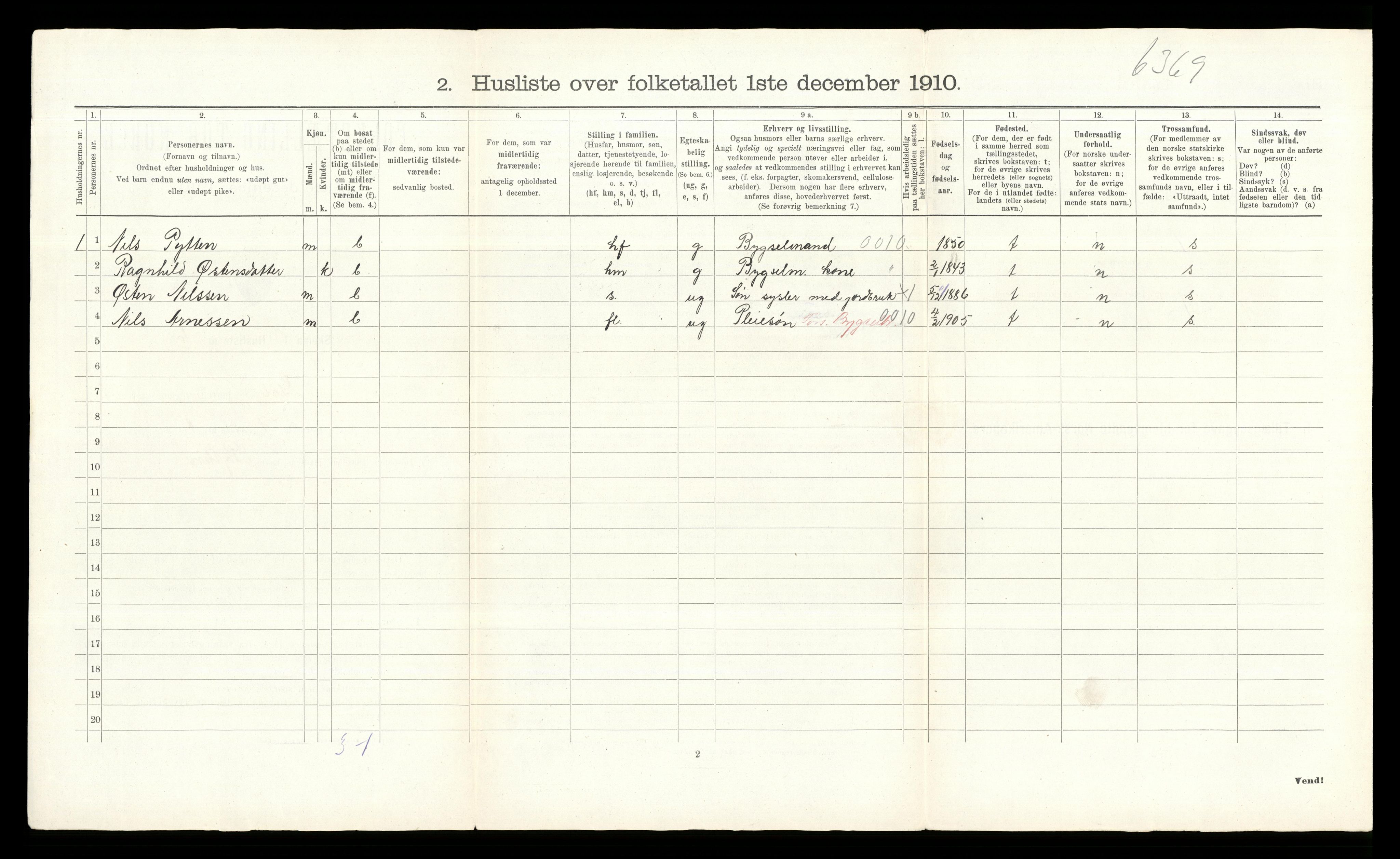 RA, 1910 census for Gol, 1910, p. 43