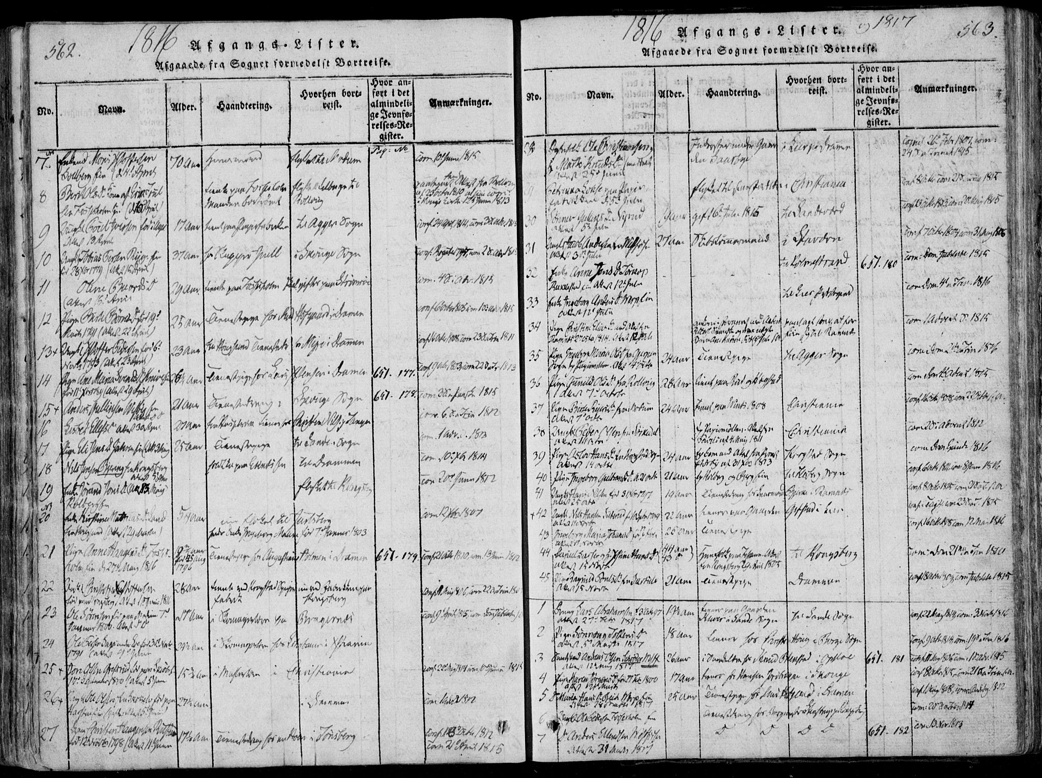 Eiker kirkebøker, SAKO/A-4/F/Fa/L0011: Parish register (official) no. I 11, 1814-1827, p. 562-563