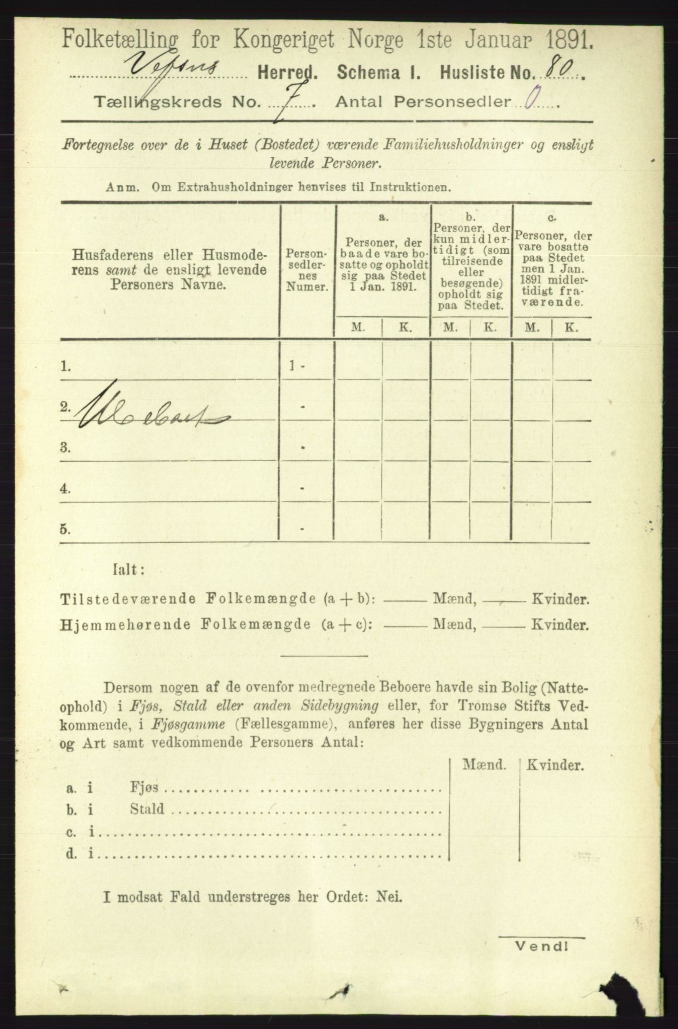 RA, 1891 census for 1824 Vefsn, 1891, p. 3652