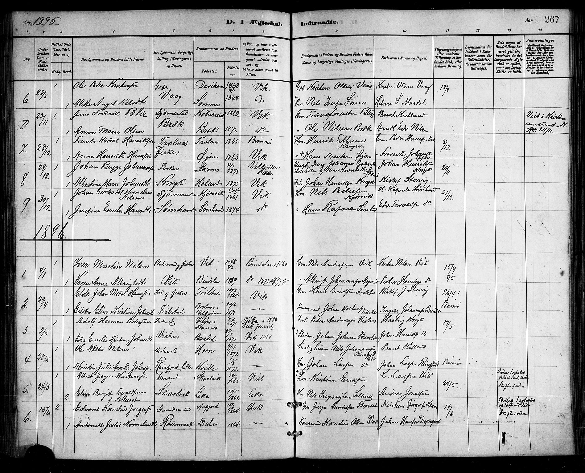 Ministerialprotokoller, klokkerbøker og fødselsregistre - Nordland, SAT/A-1459/812/L0188: Parish register (copy) no. 812C06, 1884-1912, p. 267
