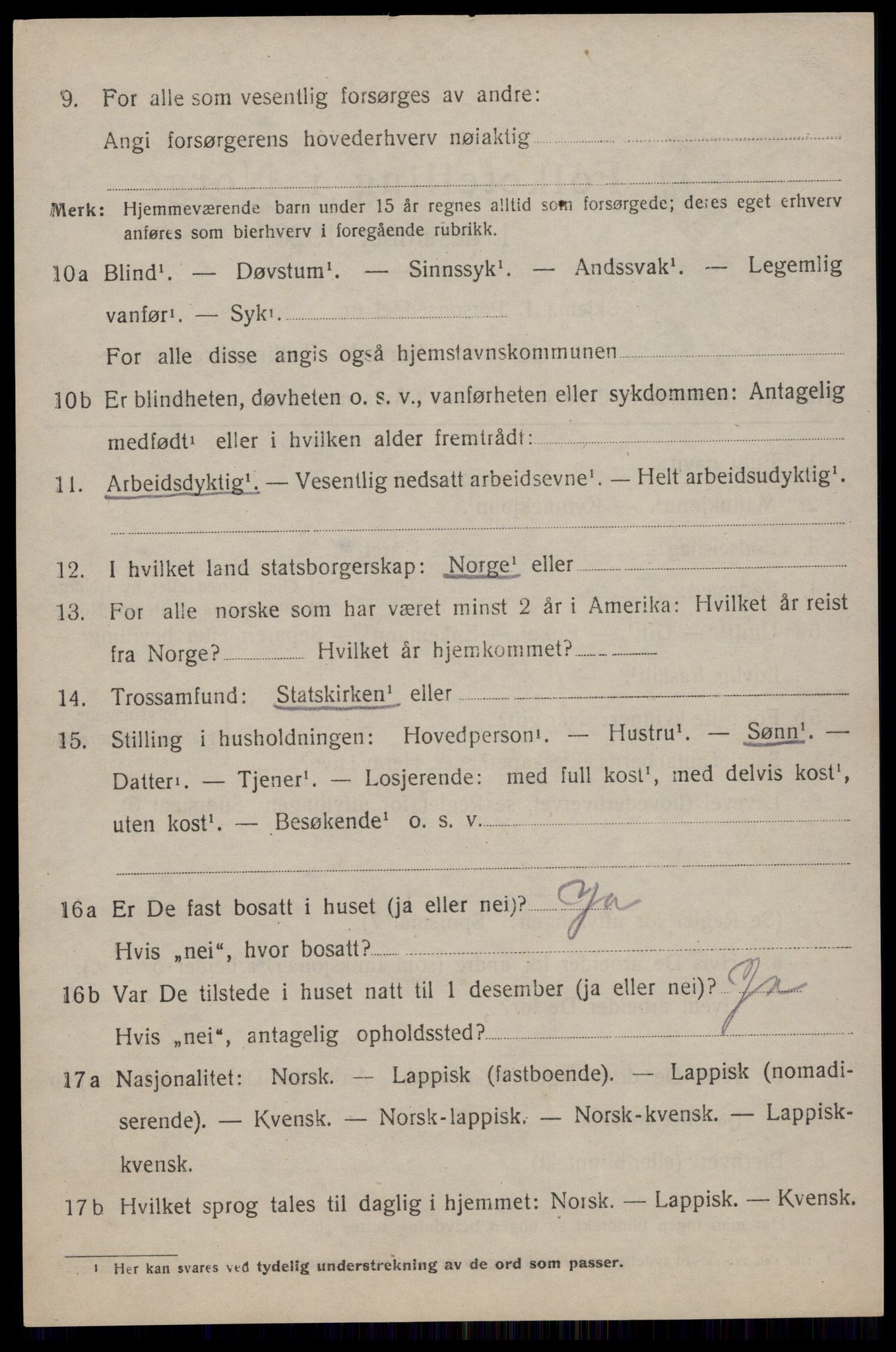 SAT, 1920 census for Flakstad, 1920, p. 1224