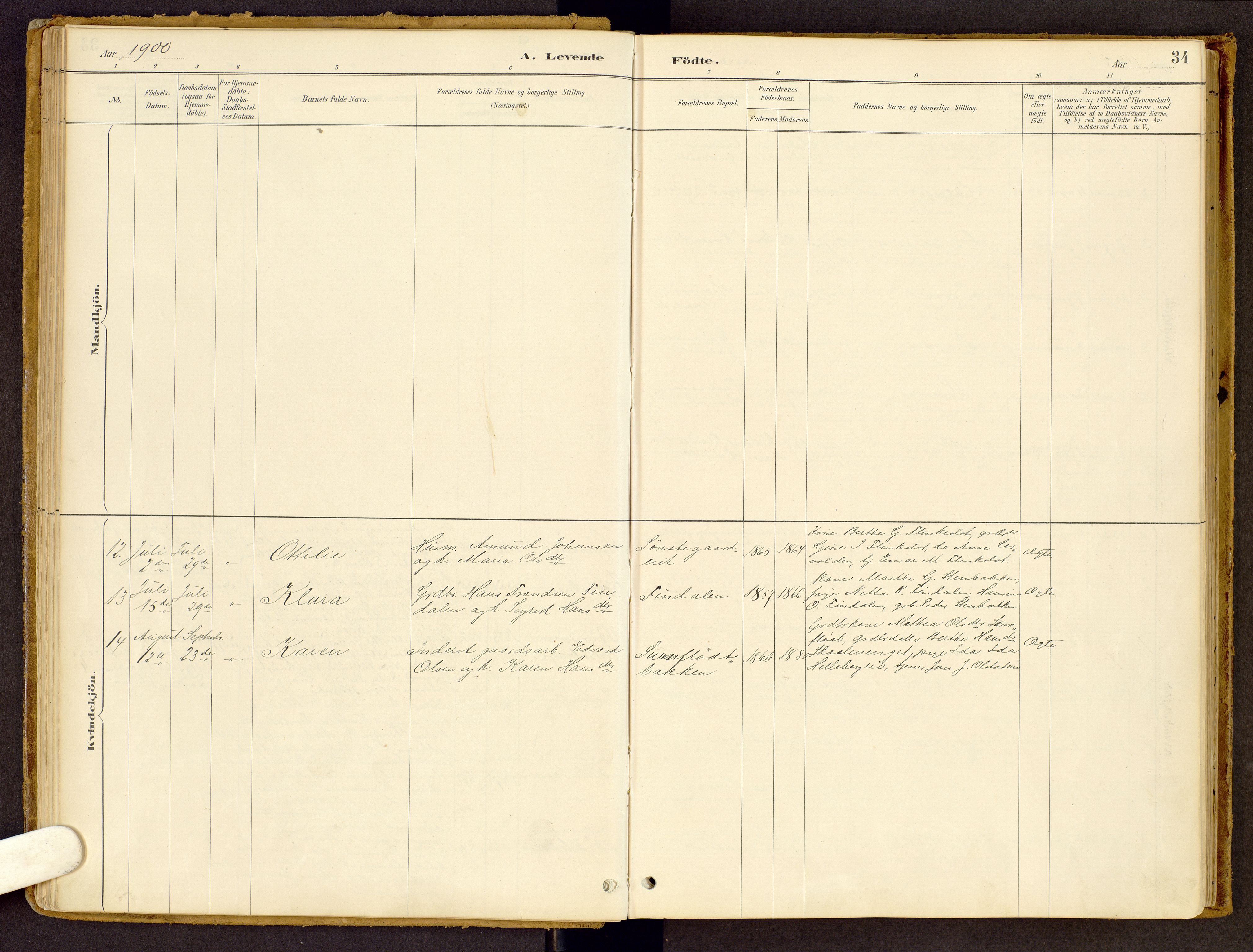 Vestre Gausdal prestekontor, AV/SAH-PREST-094/H/Ha/Haa/L0002: Parish register (official) no. 2, 1887-1918, p. 34