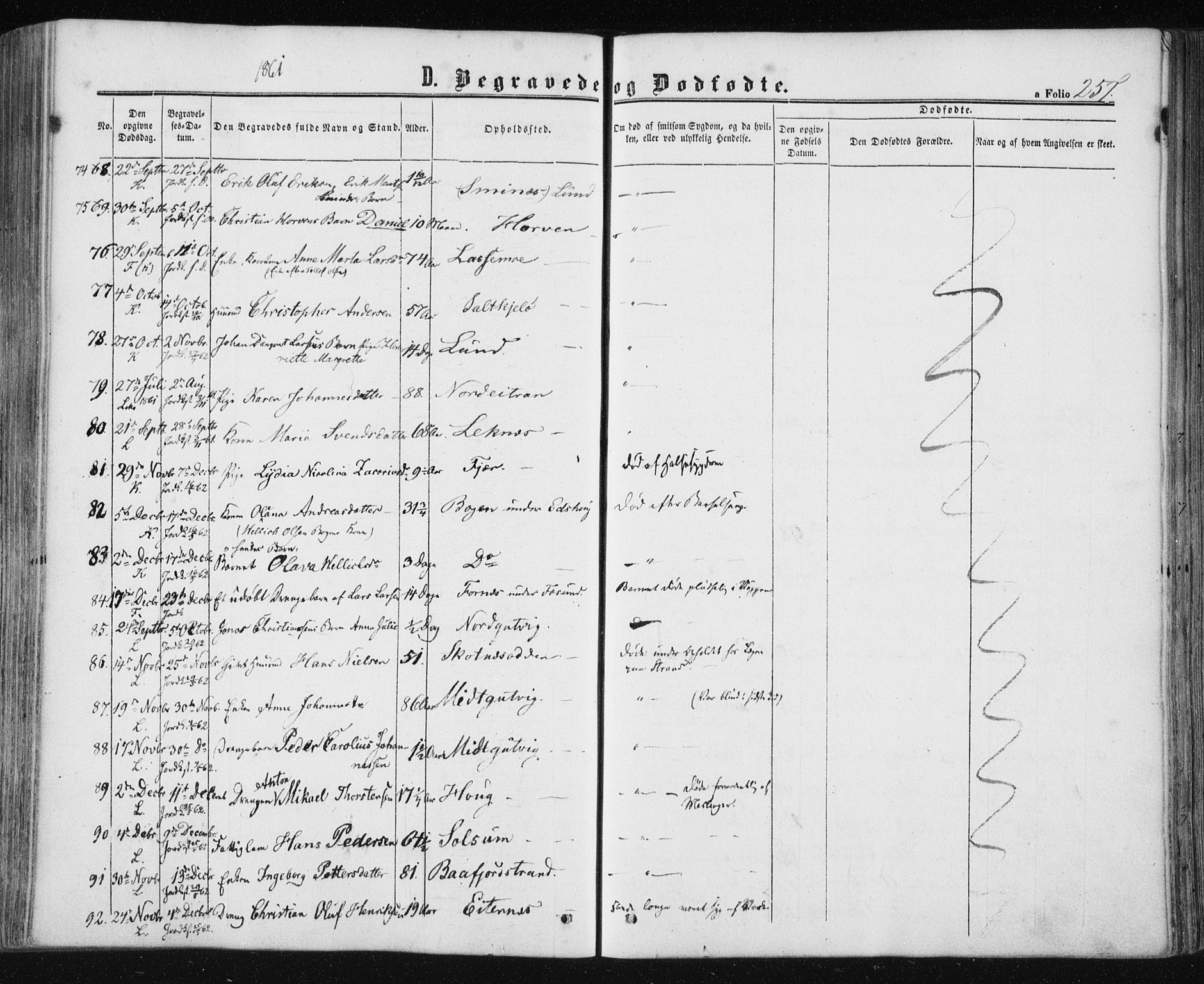 Ministerialprotokoller, klokkerbøker og fødselsregistre - Nord-Trøndelag, SAT/A-1458/780/L0641: Parish register (official) no. 780A06, 1857-1874, p. 257