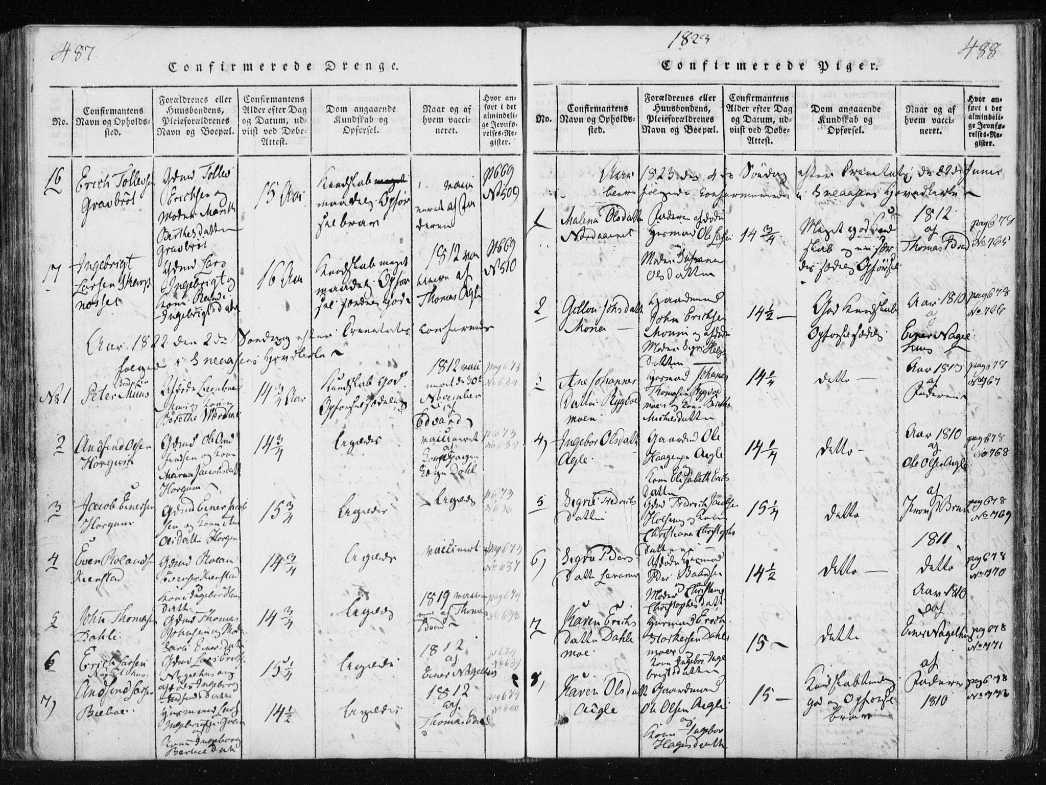 Ministerialprotokoller, klokkerbøker og fødselsregistre - Nord-Trøndelag, SAT/A-1458/749/L0469: Parish register (official) no. 749A03, 1817-1857, p. 487-488