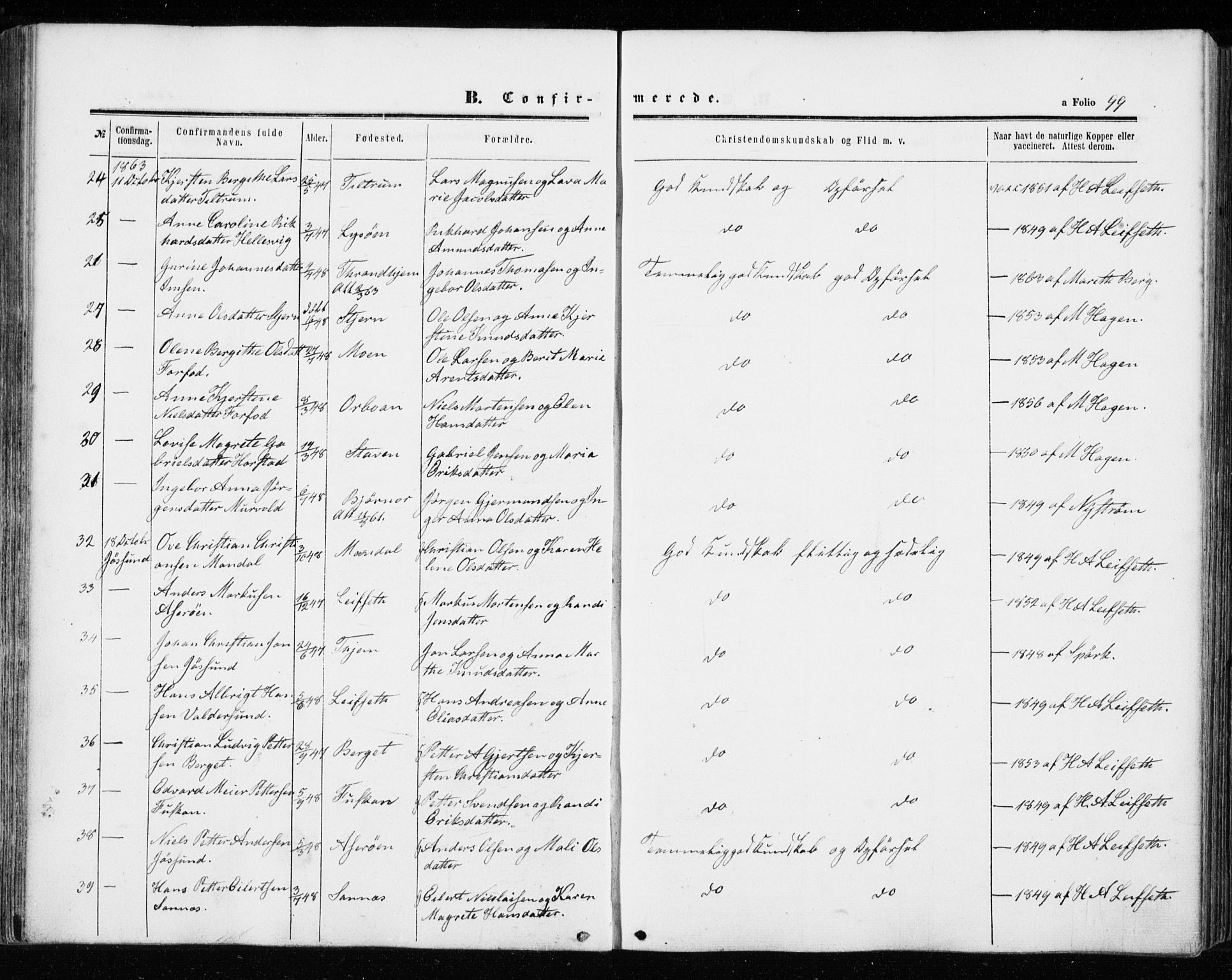 Ministerialprotokoller, klokkerbøker og fødselsregistre - Sør-Trøndelag, AV/SAT-A-1456/655/L0678: Parish register (official) no. 655A07, 1861-1873, p. 99