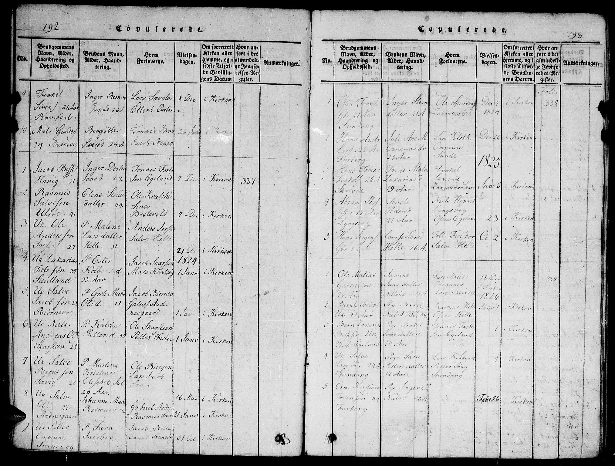 Herad sokneprestkontor, AV/SAK-1111-0018/F/Fb/Fbb/L0001: Parish register (copy) no. B 1, 1815-1852, p. 192