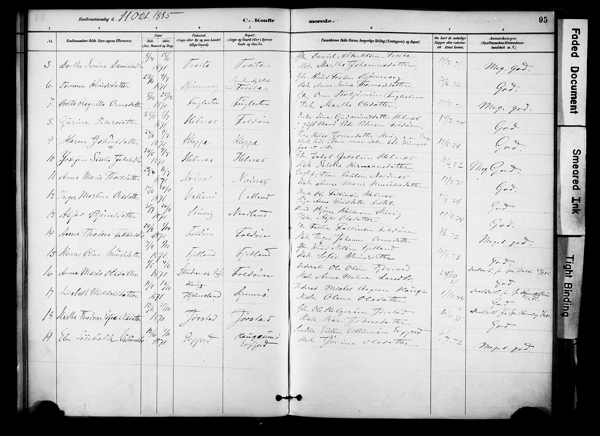 Jelsa sokneprestkontor, AV/SAST-A-101842/01/IV: Parish register (official) no. A 10, 1884-1906, p. 95