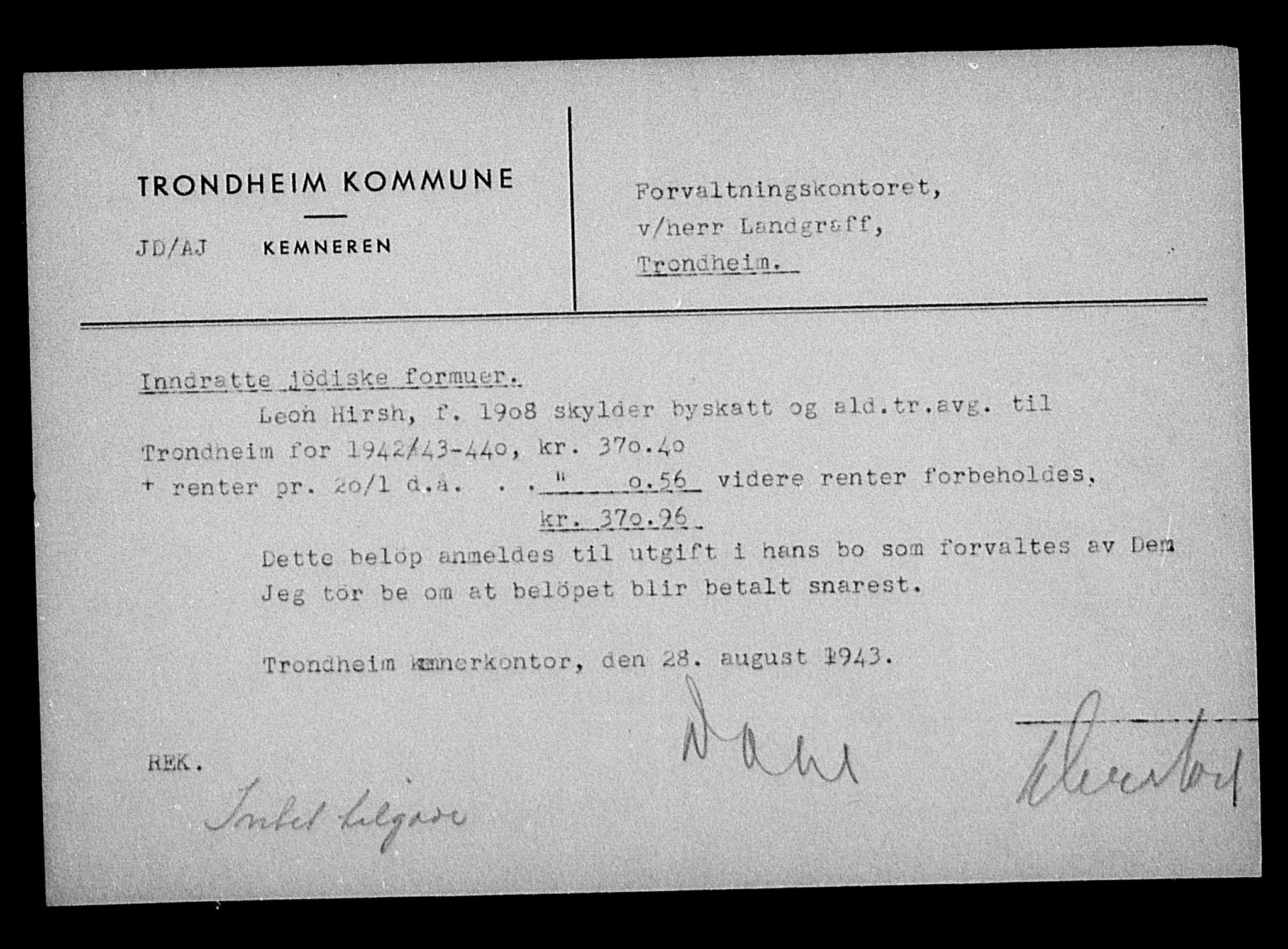 Justisdepartementet, Tilbakeføringskontoret for inndratte formuer, AV/RA-S-1564/H/Hc/Hca/L0896: --, 1945-1947, p. 261