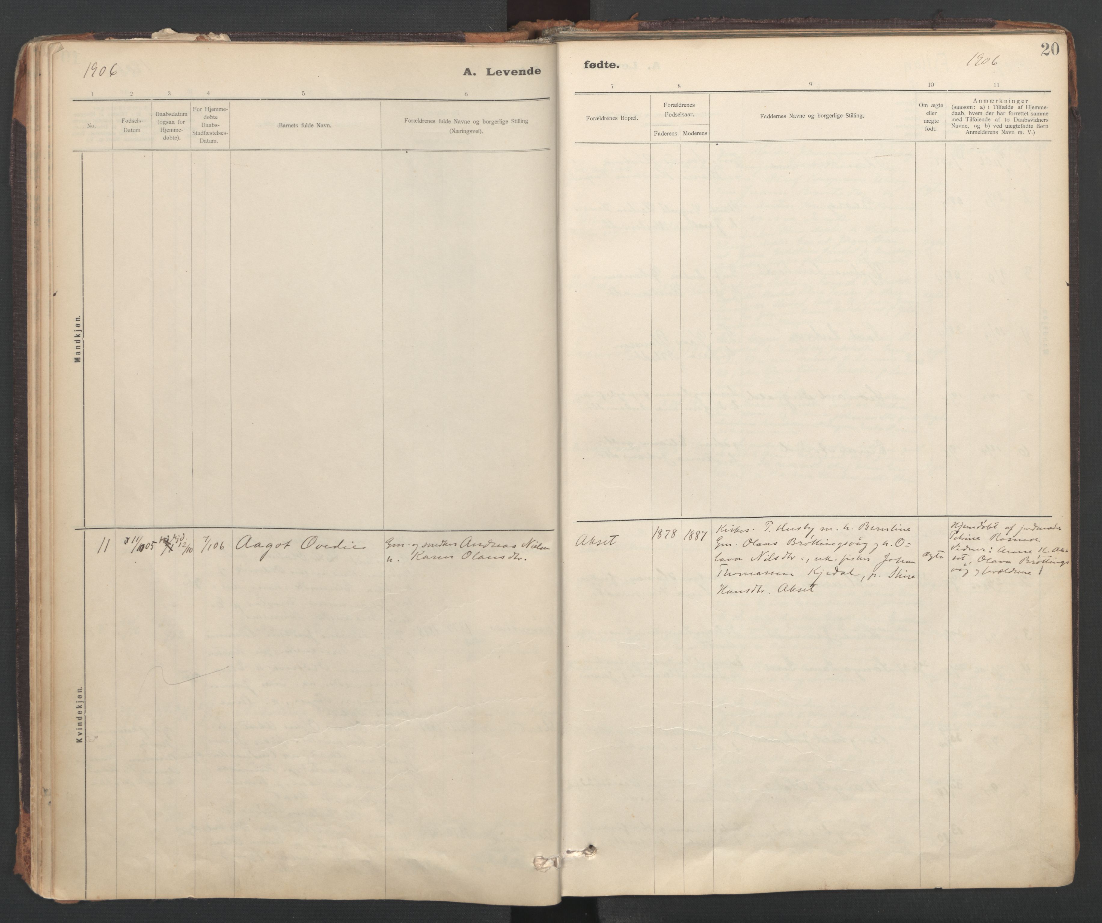 Ministerialprotokoller, klokkerbøker og fødselsregistre - Sør-Trøndelag, SAT/A-1456/637/L0559: Parish register (official) no. 637A02, 1899-1923, p. 20