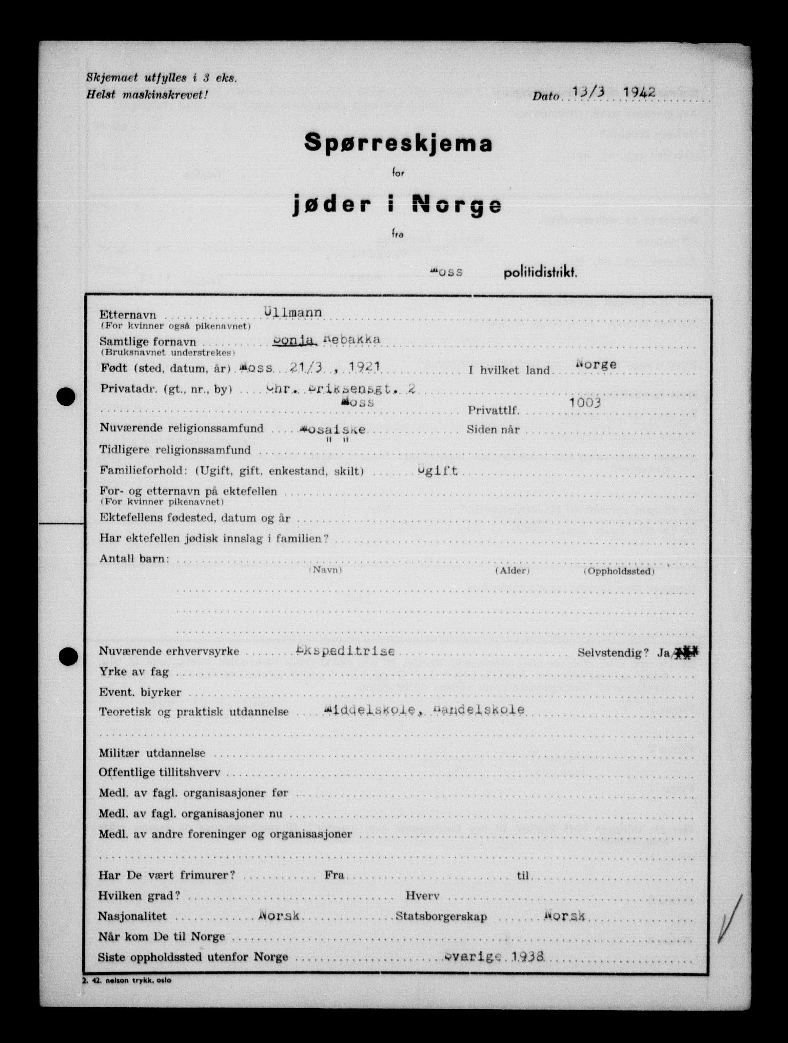 Statspolitiet - Hovedkontoret / Osloavdelingen, AV/RA-S-1329/G/Ga/L0012: Spørreskjema for jøder i Norge. 1: Aker 114- 207 (Levinson-Wozak) og 656 (Salomon). 2: Arendal-Hordaland. 3: Horten-Romerike.  , 1942, p. 794