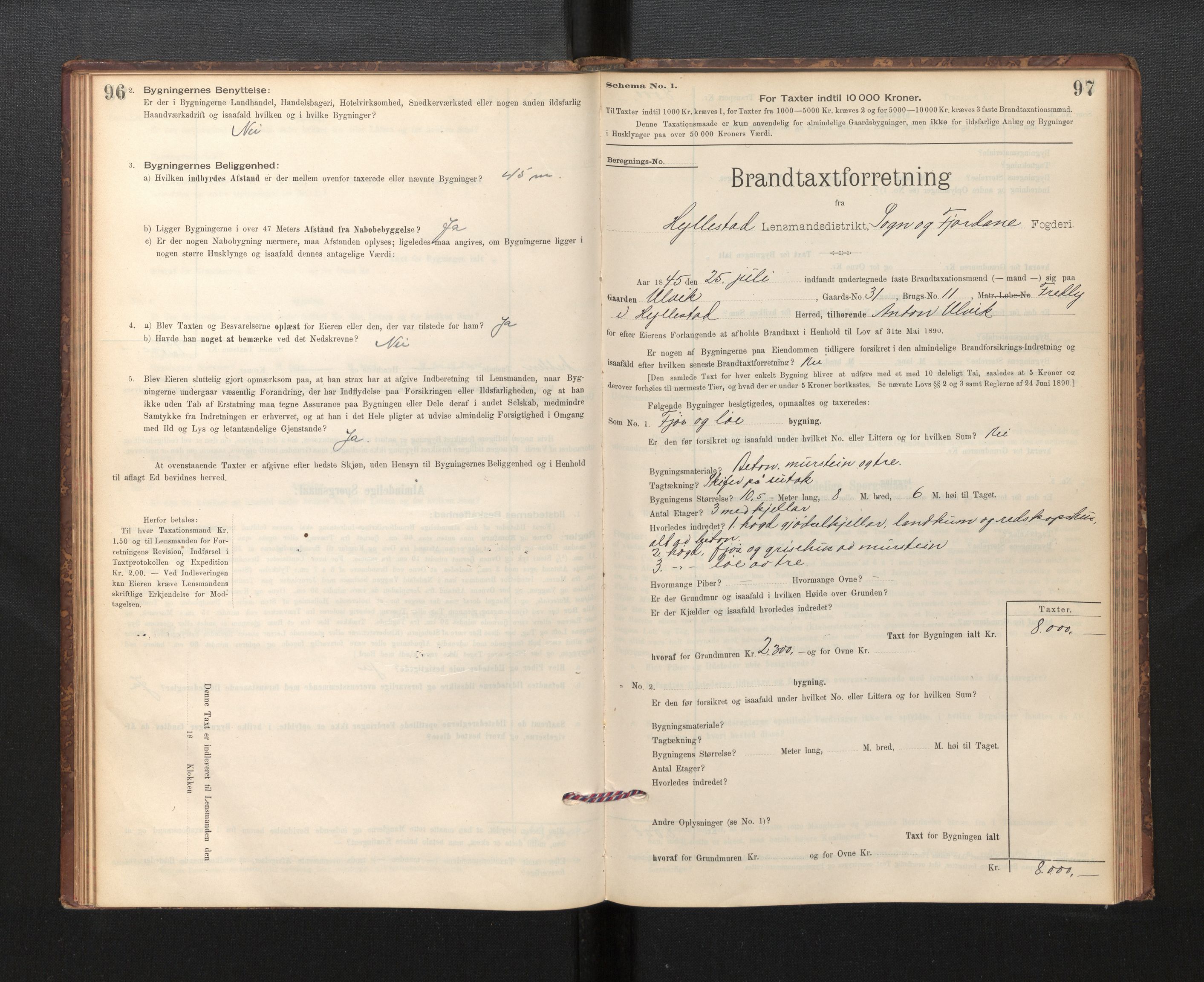 Lensmannen i Hyllestad, SAB/A-28301/0012/L0004: Branntakstprotokoll, skjematakst, 1894-1950, p. 96-97