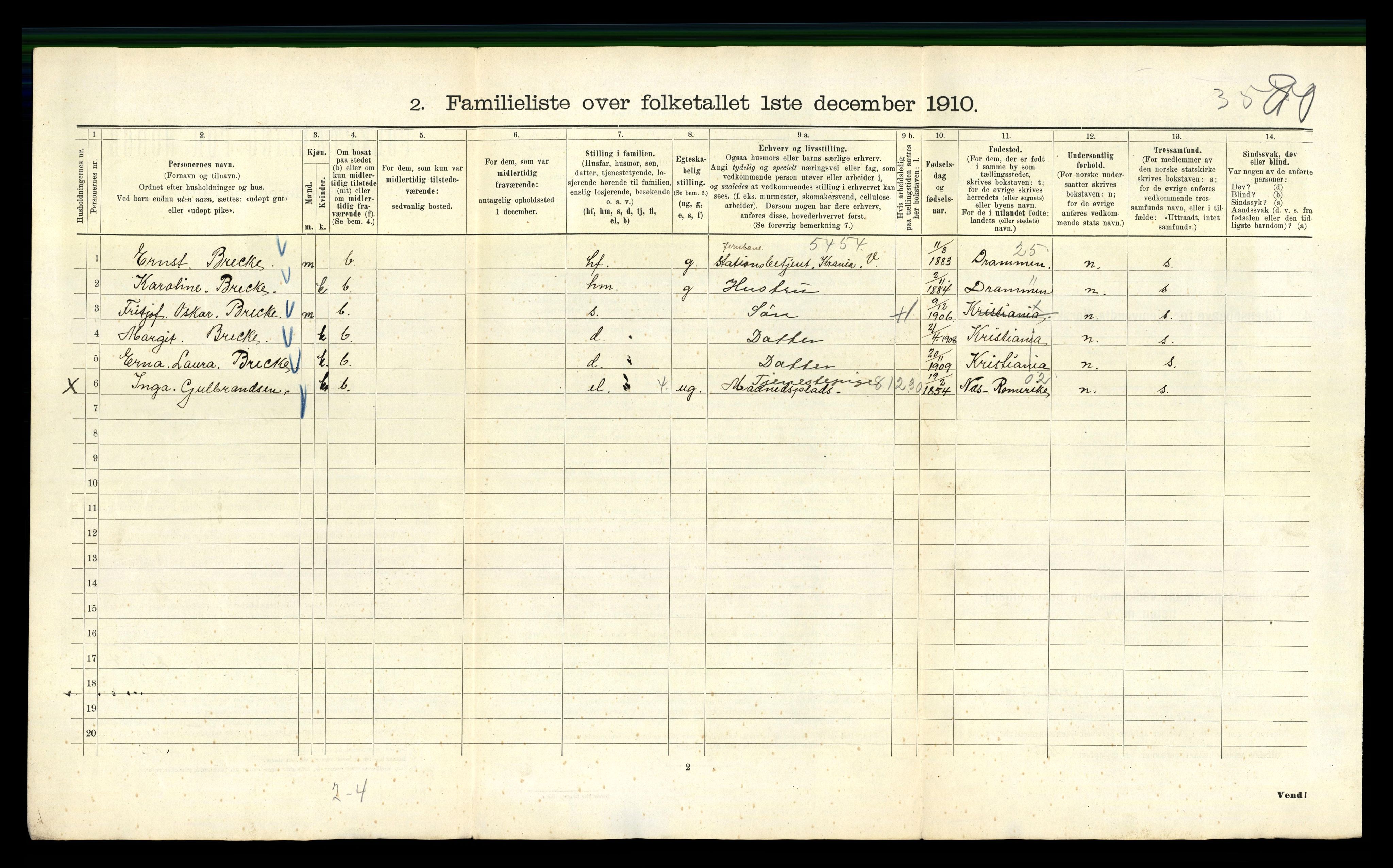 RA, 1910 census for Kristiania, 1910, p. 39990