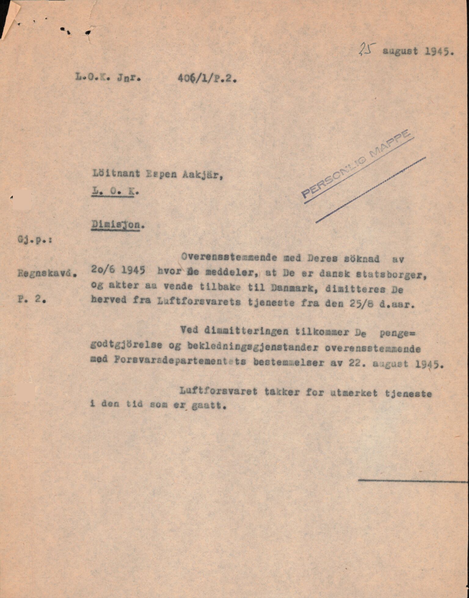 Forsvaret, Forsvarets overkommando/Luftforsvarsstaben, AV/RA-RAFA-4079/P/Pa/L0028: Personellpapirer, 1911, p. 384