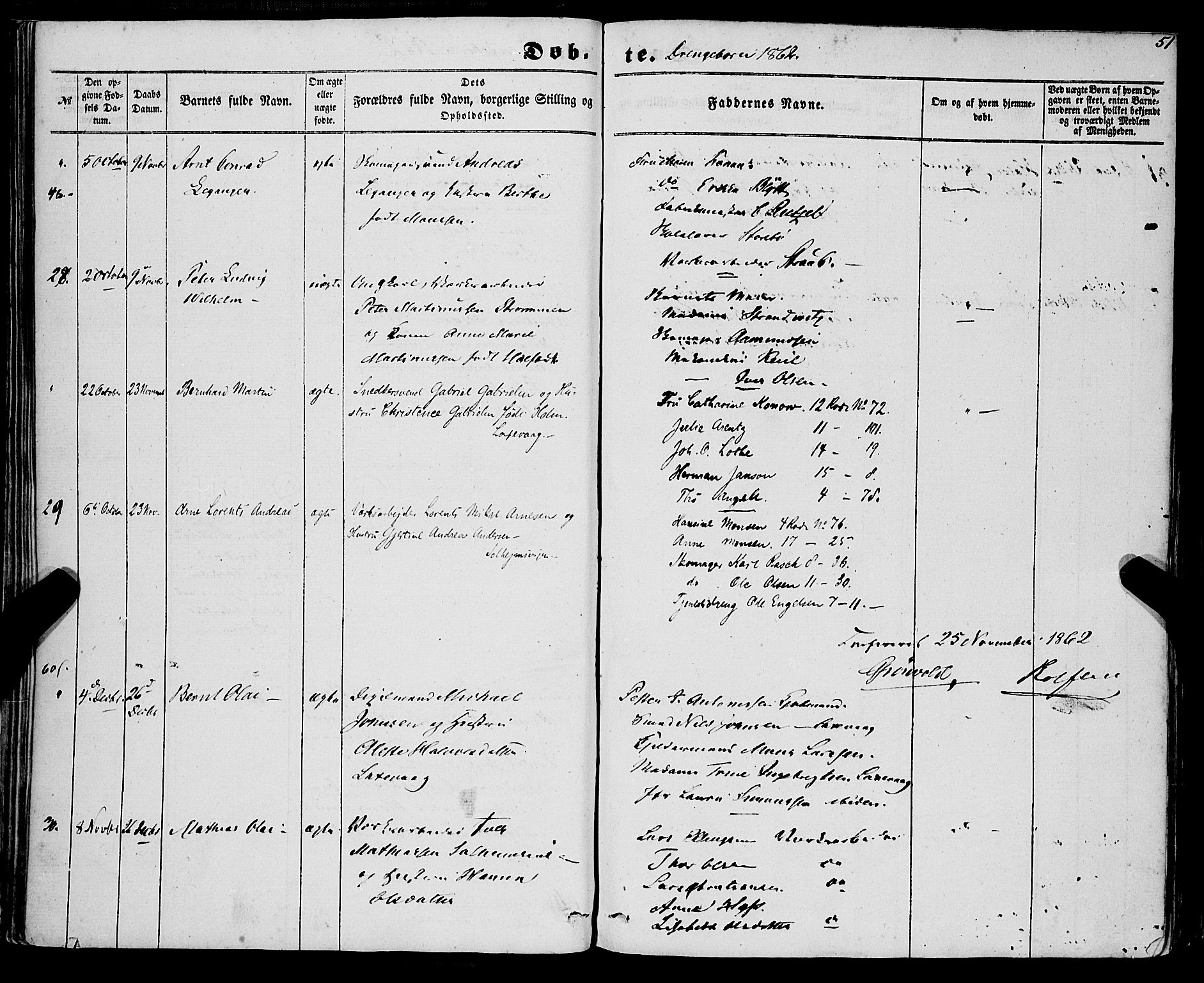 St. Jørgens hospital og Årstad sokneprestembete, SAB/A-99934: Parish register (official) no. A 5, 1857-1869, p. 51