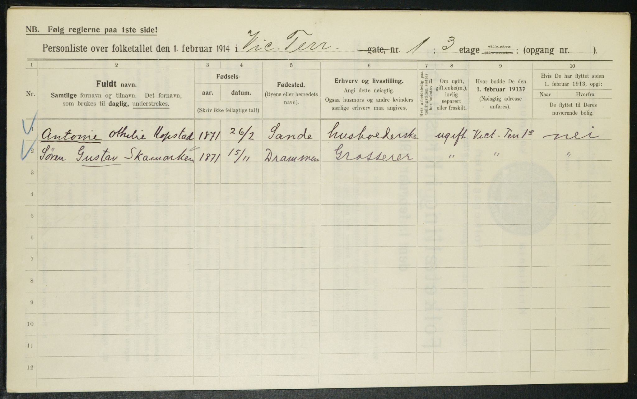 OBA, Municipal Census 1914 for Kristiania, 1914, p. 124528