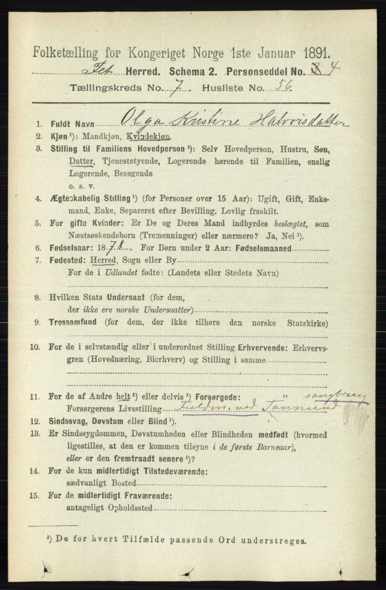 RA, 1891 census for 0227 Fet, 1891, p. 2763