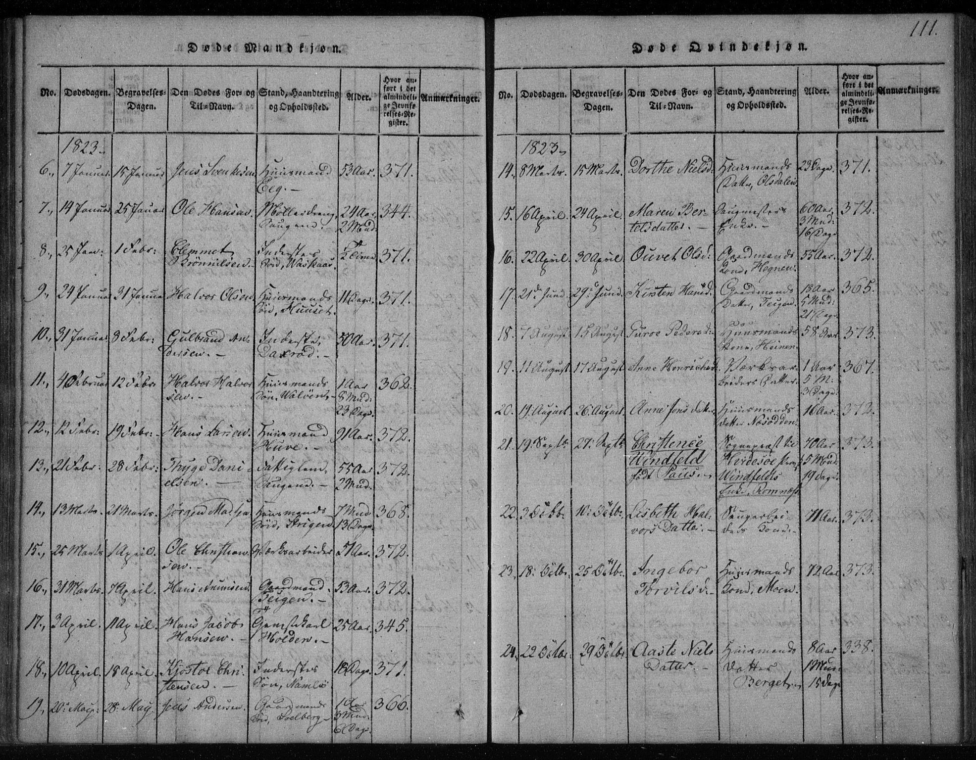 Holla kirkebøker, SAKO/A-272/F/Fa/L0003: Parish register (official) no. 3, 1815-1830, p. 111