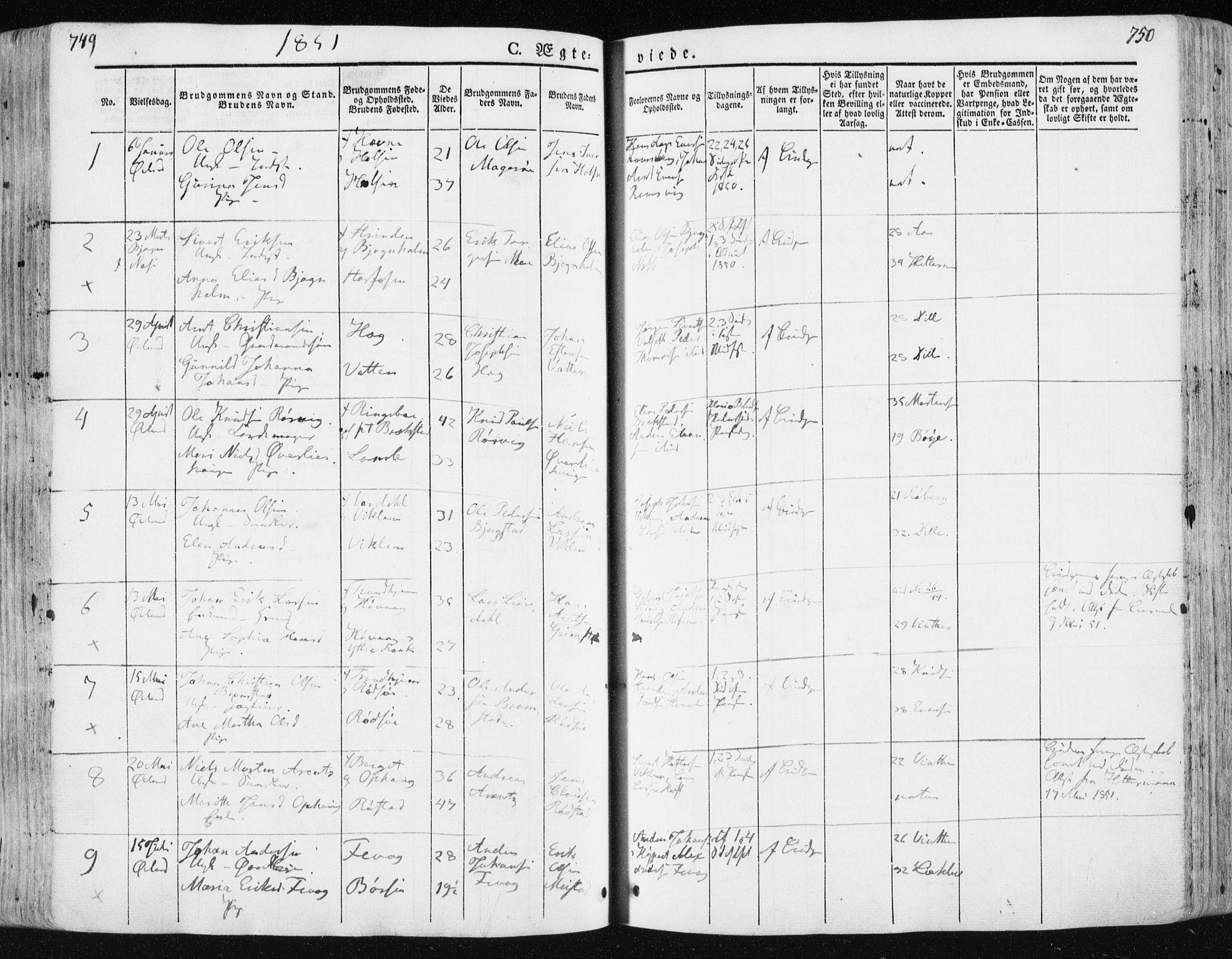 Ministerialprotokoller, klokkerbøker og fødselsregistre - Sør-Trøndelag, SAT/A-1456/659/L0736: Parish register (official) no. 659A06, 1842-1856, p. 749-750
