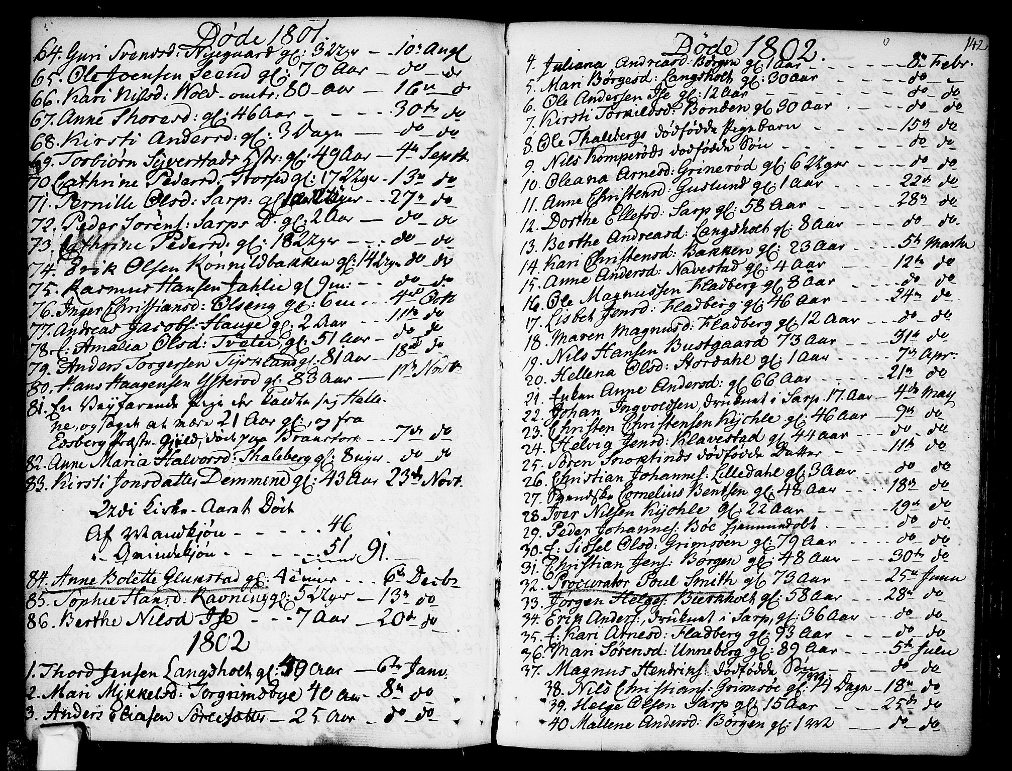 Skjeberg prestekontor Kirkebøker, SAO/A-10923/F/Fa/L0003: Parish register (official) no. I 3, 1792-1814, p. 142