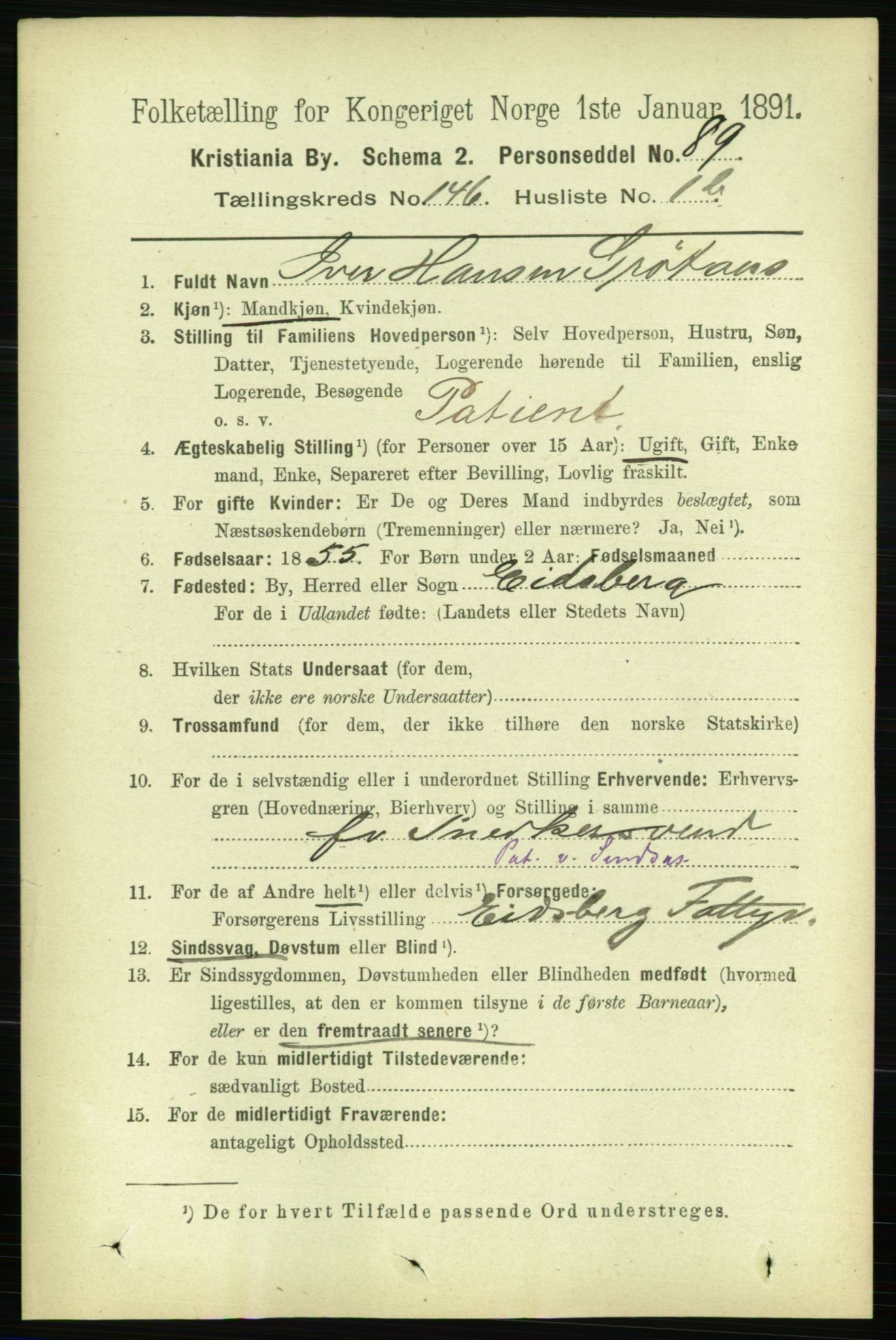 RA, 1891 census for 0301 Kristiania, 1891, p. 80632