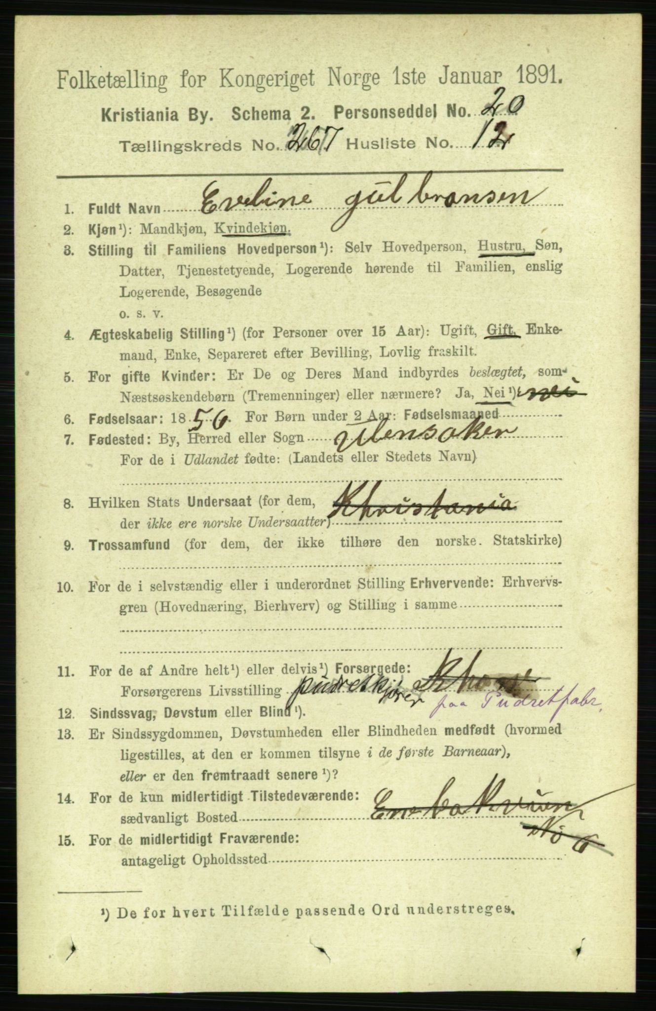 RA, 1891 census for 0301 Kristiania, 1891, p. 161654