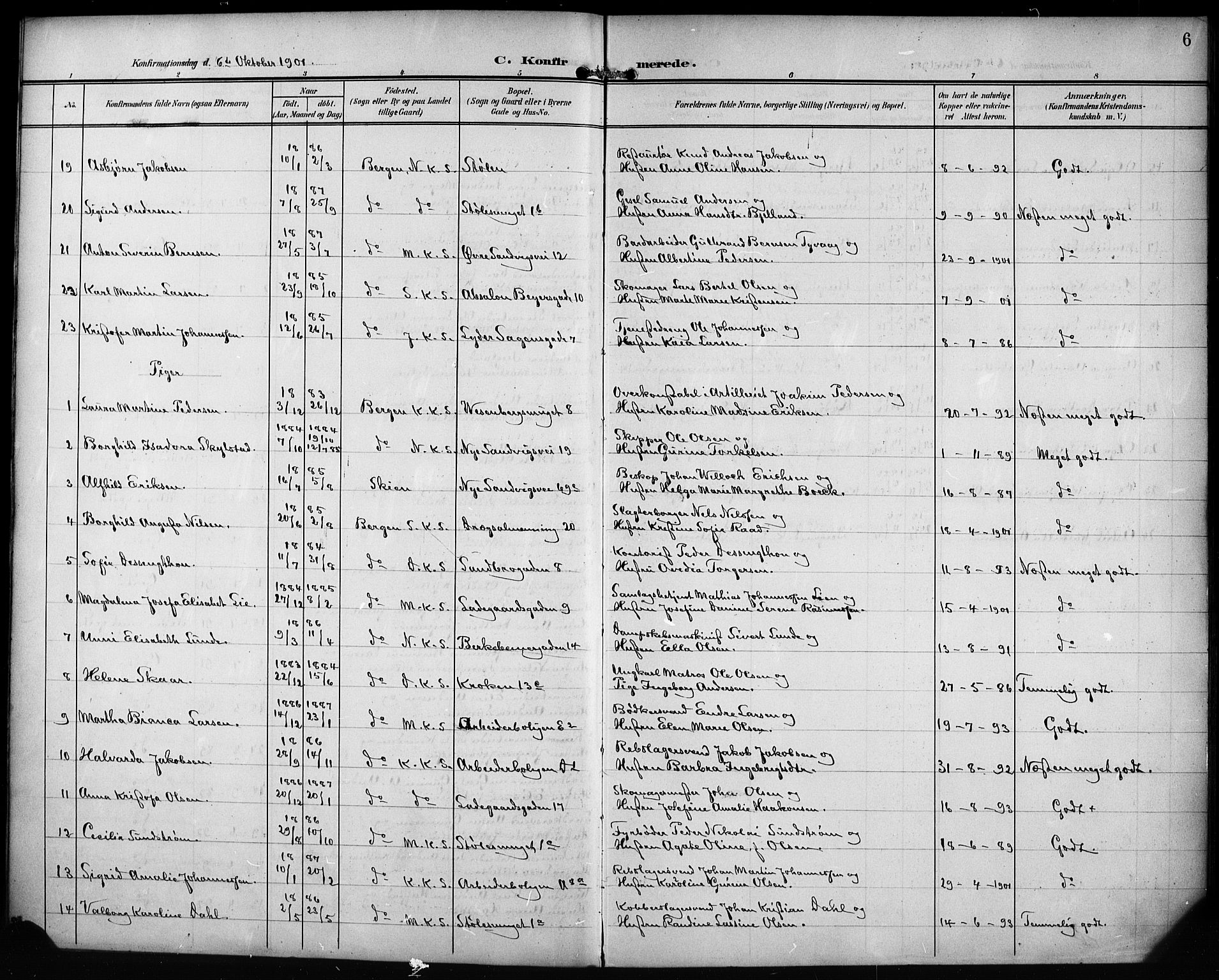 Mariakirken Sokneprestembete, AV/SAB-A-76901/H/Hab/L0009: Parish register (copy) no. A 9, 1901-1919, p. 6