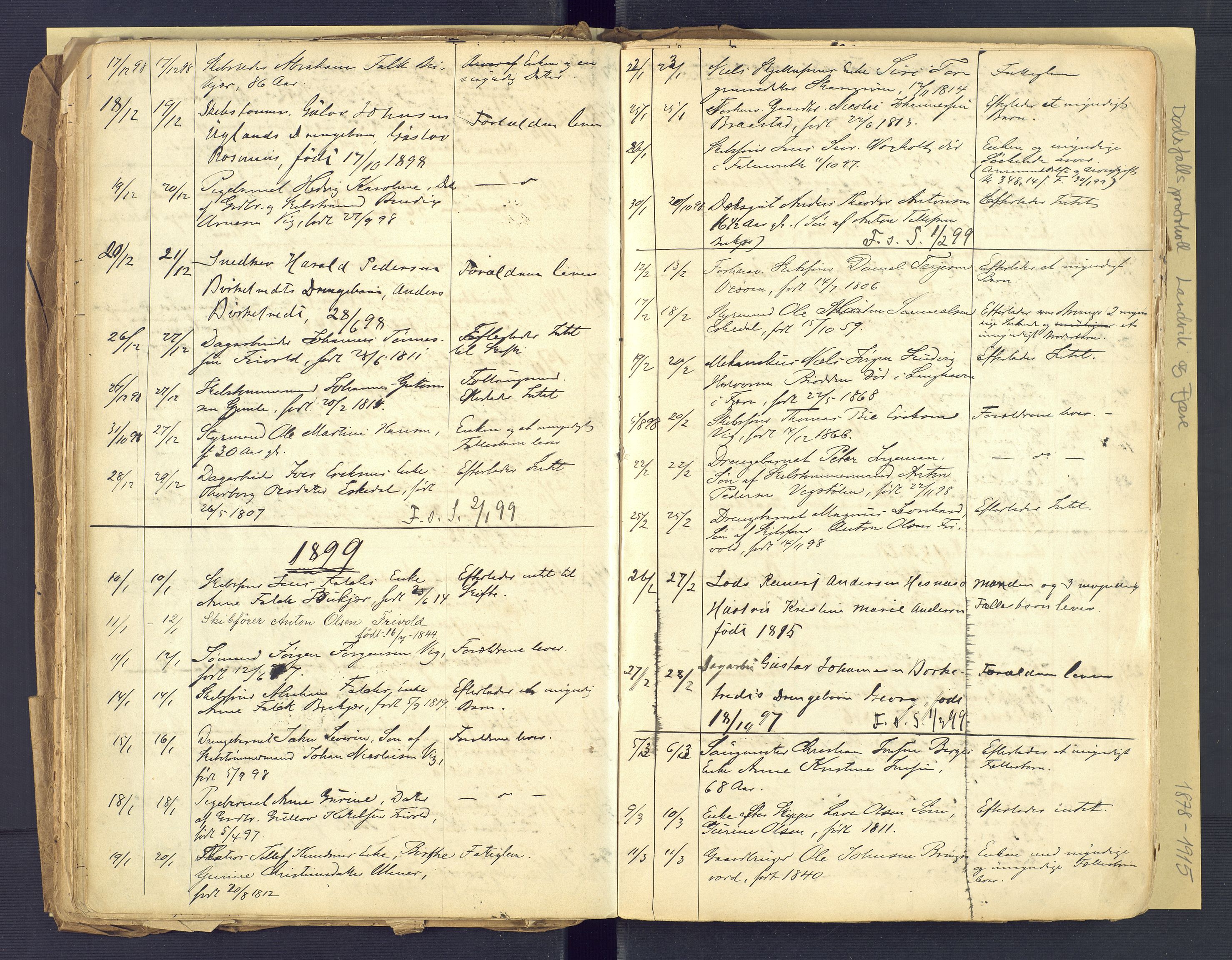 Landvik og Fjære lensmannskontor, SAK/1241-0027/F/Fe/L0001: Dødsfallsprotokoll Landvik og Fjære nr 137, 1878-1915